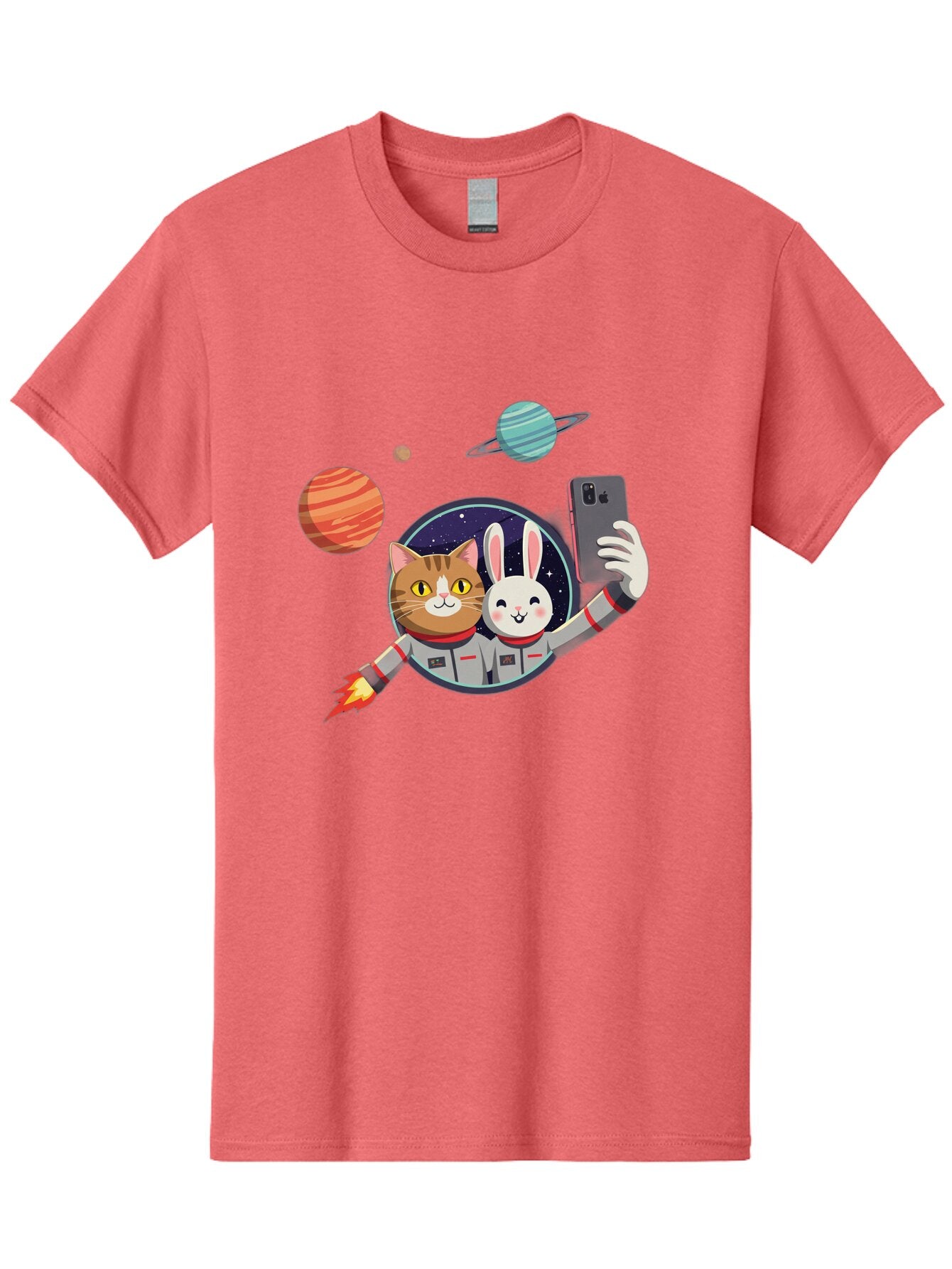 Cat-And-Rabbit-In-Space Men'S Graphic Tee, 100% Cotton, Comfortable Casual Summer Wear, Machine Washable, Vintage Camera, Old Camera, Antique Camera, Black Camera, Classic Photography, Photography Equipment, Nostalgic Device, Film Camera, Baq456