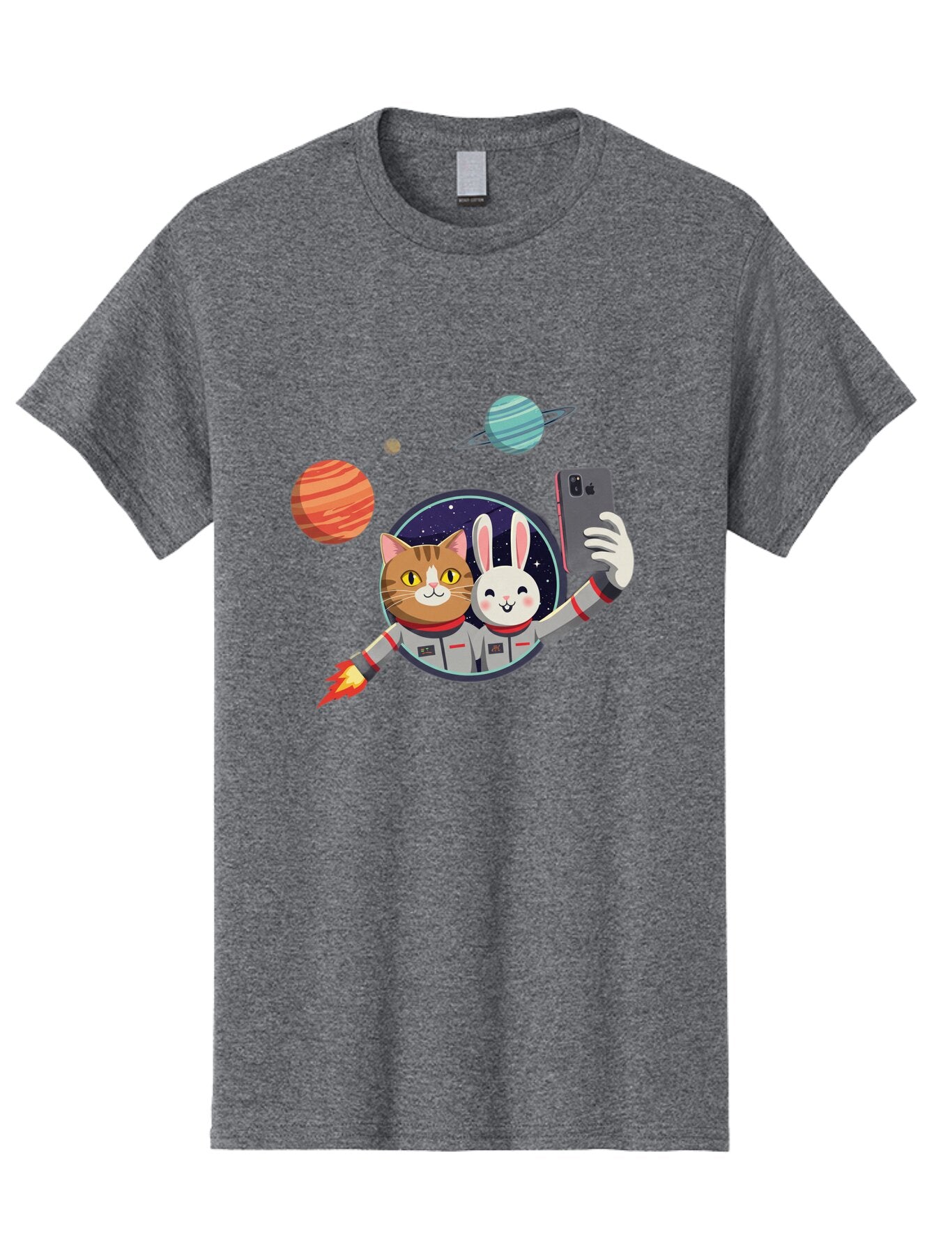 Cat-And-Rabbit-In-Space Men'S Graphic Tee, 100% Cotton, Comfortable Casual Summer Wear, Machine Washable, Vintage Camera, Old Camera, Antique Camera, Black Camera, Classic Photography, Photography Equipment, Nostalgic Device, Film Camera, Baq456 6