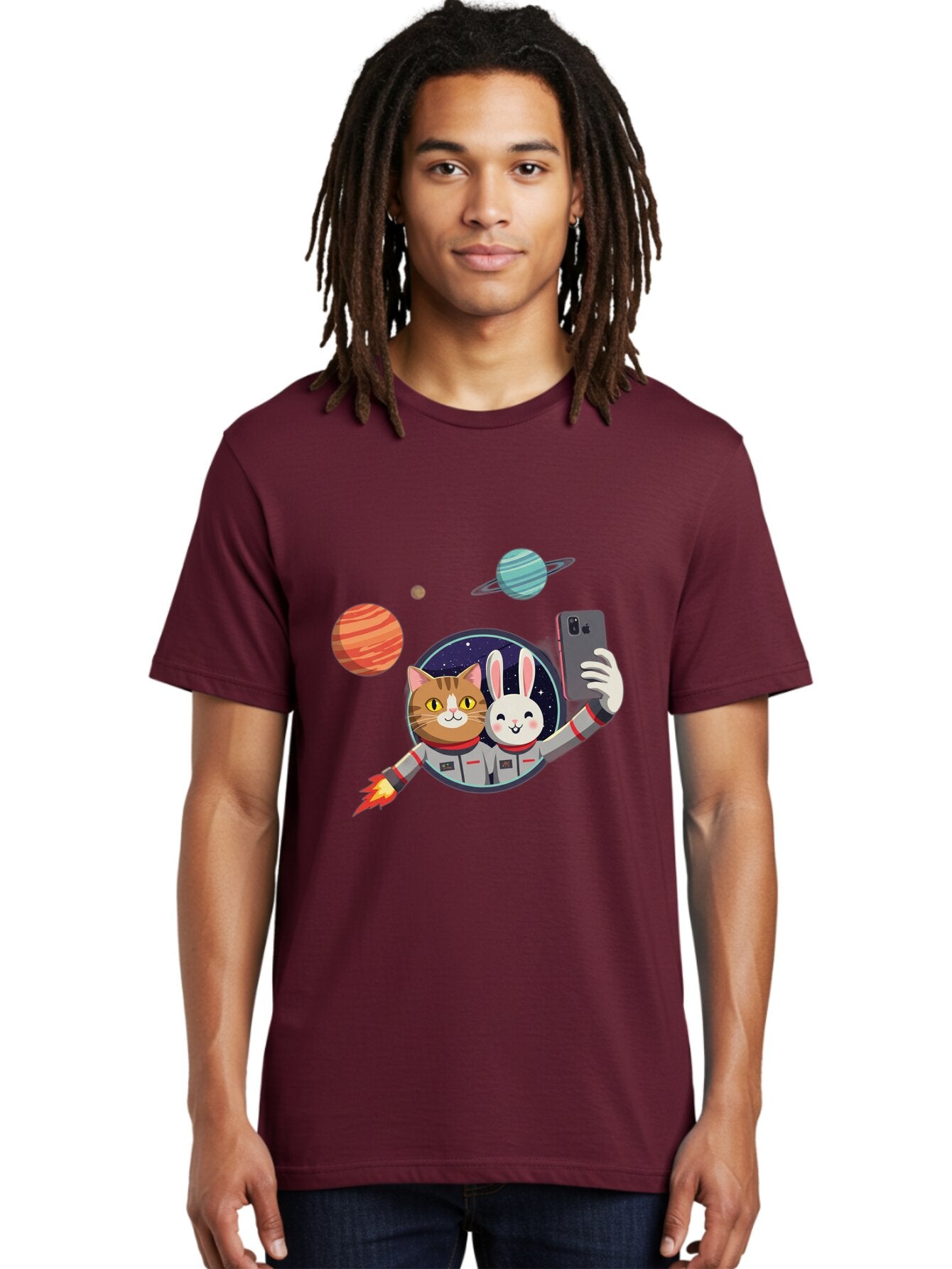 Cat-And-Rabbit-In-Space Men'S Graphic Tee, 100% Cotton, Comfortable Casual Summer Wear, Machine Washable, Vintage Camera, Old Camera, Antique Camera, Black Camera, Classic Photography, Photography Equipment, Nostalgic Device, Film Camera, Baq456 29