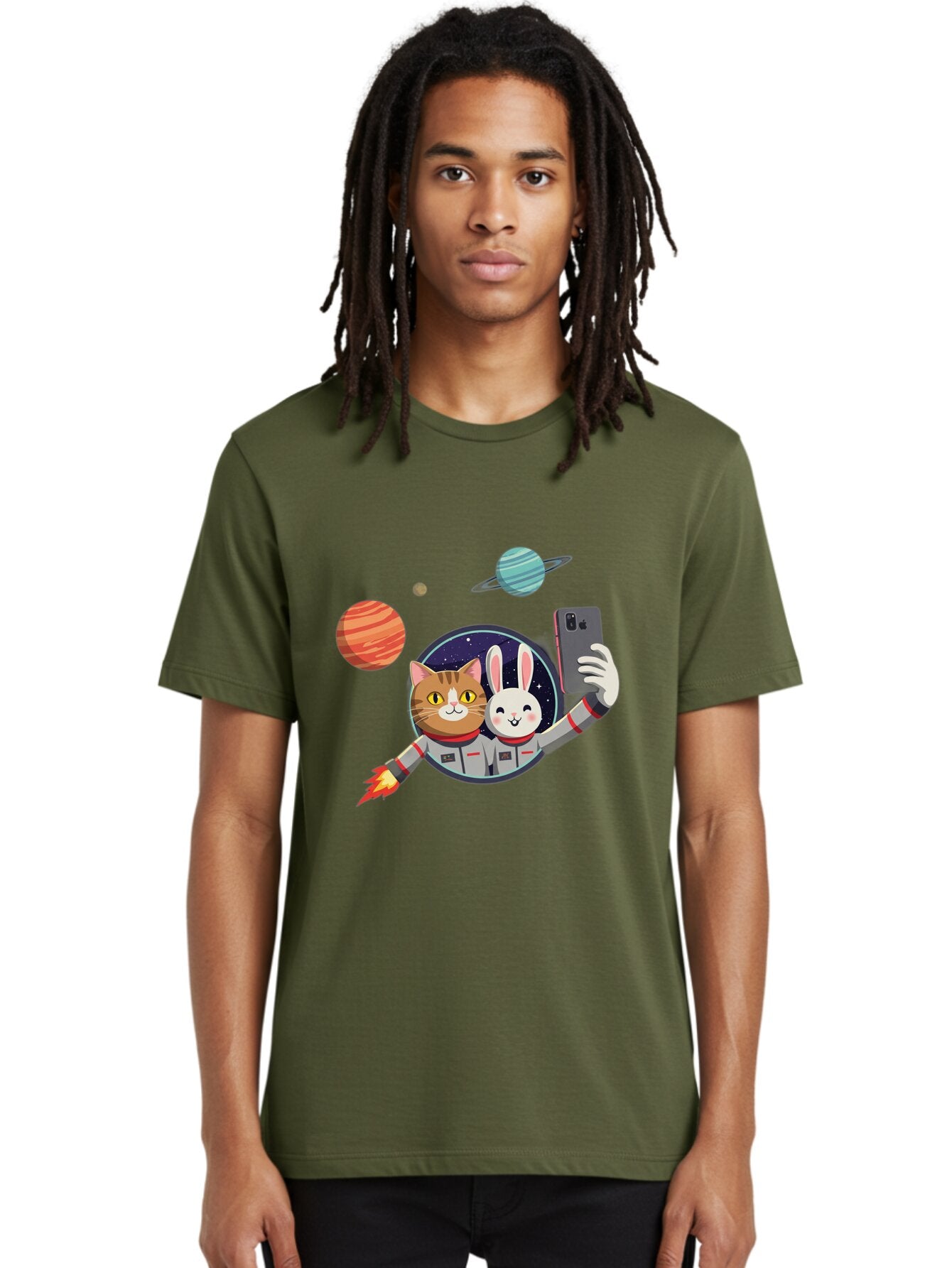 Cat-And-Rabbit-In-Space Men'S Graphic Tee, 100% Cotton, Comfortable Casual Summer Wear, Machine Washable, Vintage Camera, Old Camera, Antique Camera, Black Camera, Classic Photography, Photography Equipment, Nostalgic Device, Film Camera, Baq456 27