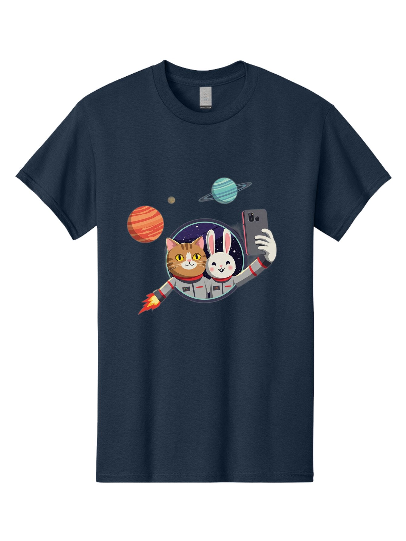 Cat-And-Rabbit-In-Space Men'S Graphic Tee, 100% Cotton, Comfortable Casual Summer Wear, Machine Washable, Vintage Camera, Old Camera, Antique Camera, Black Camera, Classic Photography, Photography Equipment, Nostalgic Device, Film Camera, Baq456
