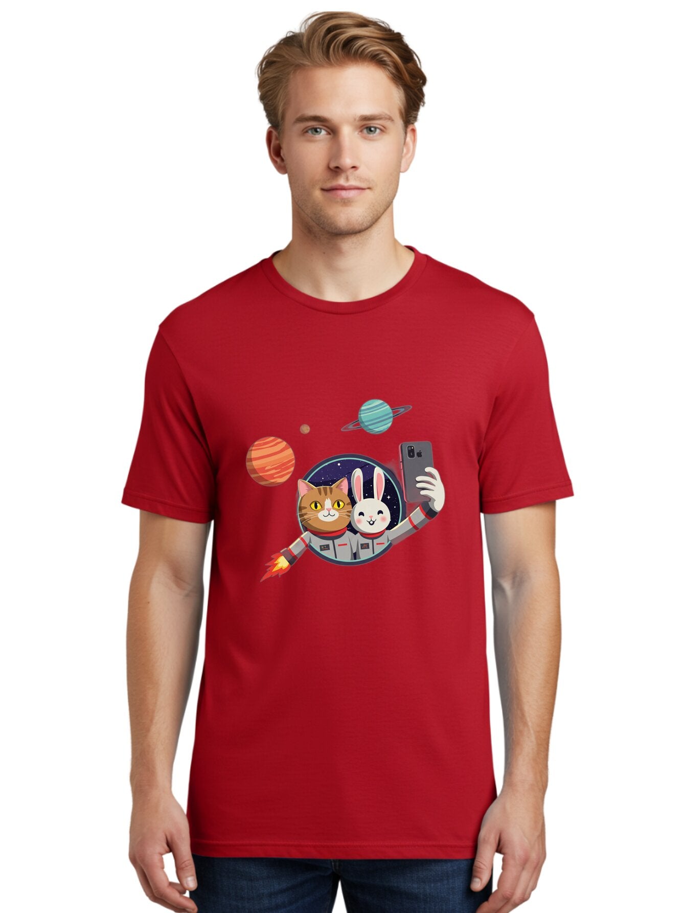 Cat-And-Rabbit-In-Space Men'S Graphic Tee, 100% Cotton, Comfortable Casual Summer Wear, Machine Washable, Vintage Camera, Old Camera, Antique Camera, Black Camera, Classic Photography, Photography Equipment, Nostalgic Device, Film Camera, Baq456 16