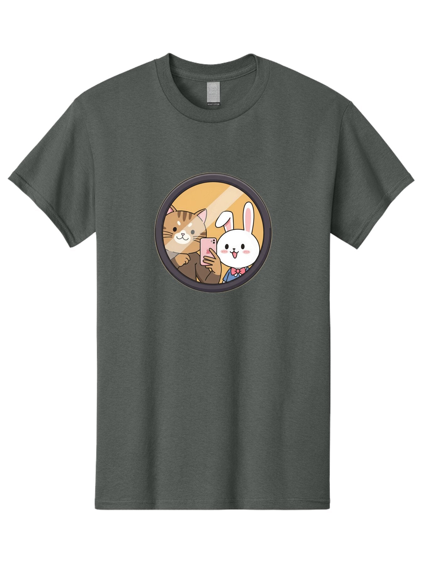 Cat-And-Rabbit-Selfie Men'S Graphic Tee, 100% Cotton, Comfortable Casual Summer Wear, Machine Washable, Vintage Camera, Old Camera, Antique Camera, Black Camera, Classic Photography, Photography Equipment, Nostalgic Device, Film Camera, Baq457 14