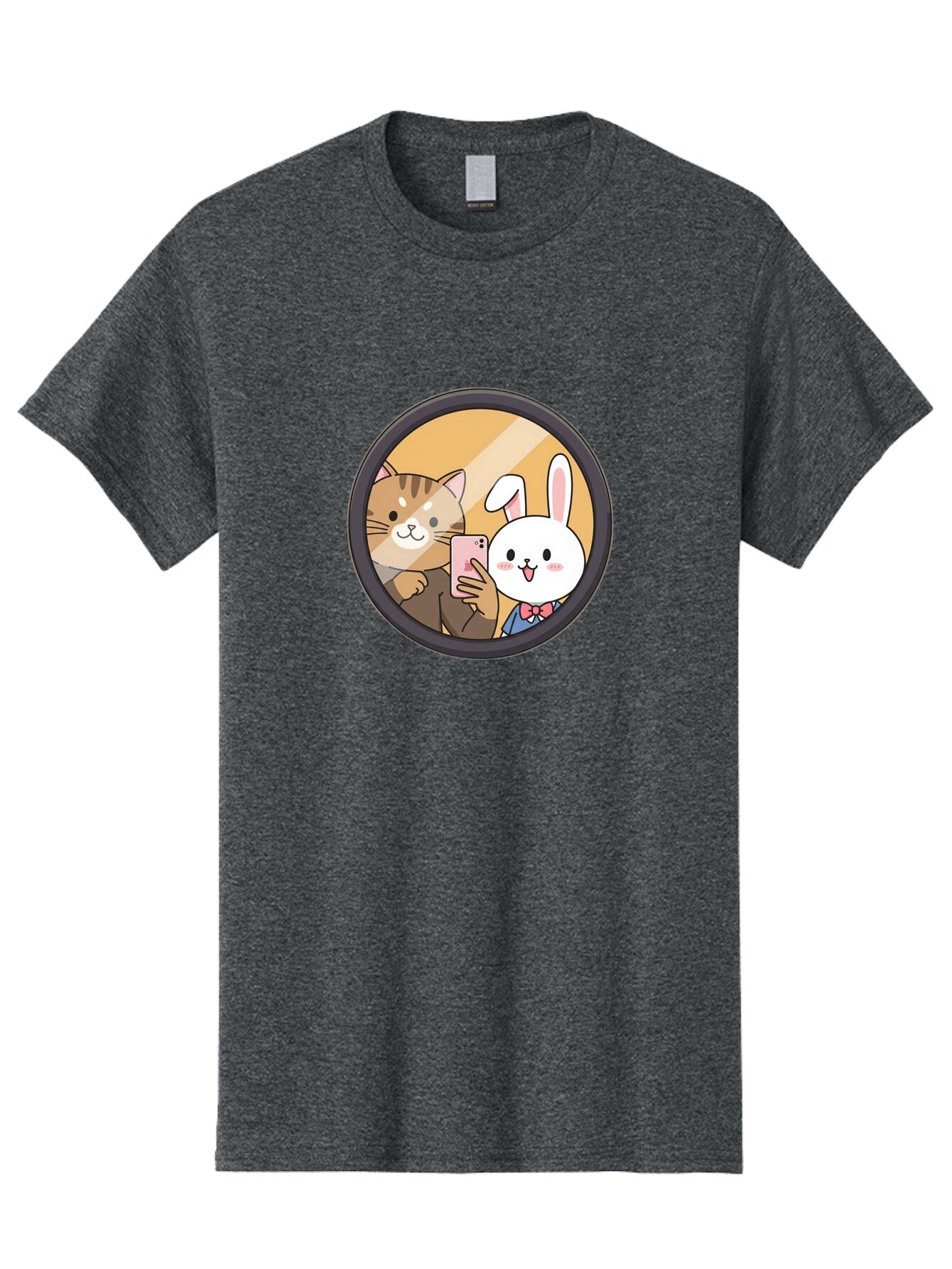 Cat-And-Rabbit-Selfie Men'S Graphic Tee, 100% Cotton, Comfortable Casual Summer Wear, Machine Washable, Vintage Camera, Old Camera, Antique Camera, Black Camera, Classic Photography, Photography Equipment, Nostalgic Device, Film Camera, Baq457 10