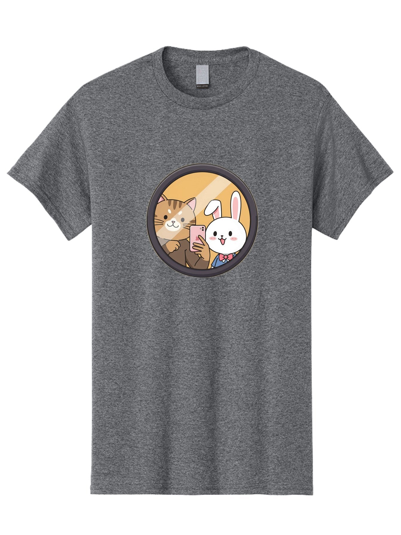 Cat-And-Rabbit-Selfie Men'S Graphic Tee, 100% Cotton, Comfortable Casual Summer Wear, Machine Washable, Vintage Camera, Old Camera, Antique Camera, Black Camera, Classic Photography, Photography Equipment, Nostalgic Device, Film Camera, Baq457 11