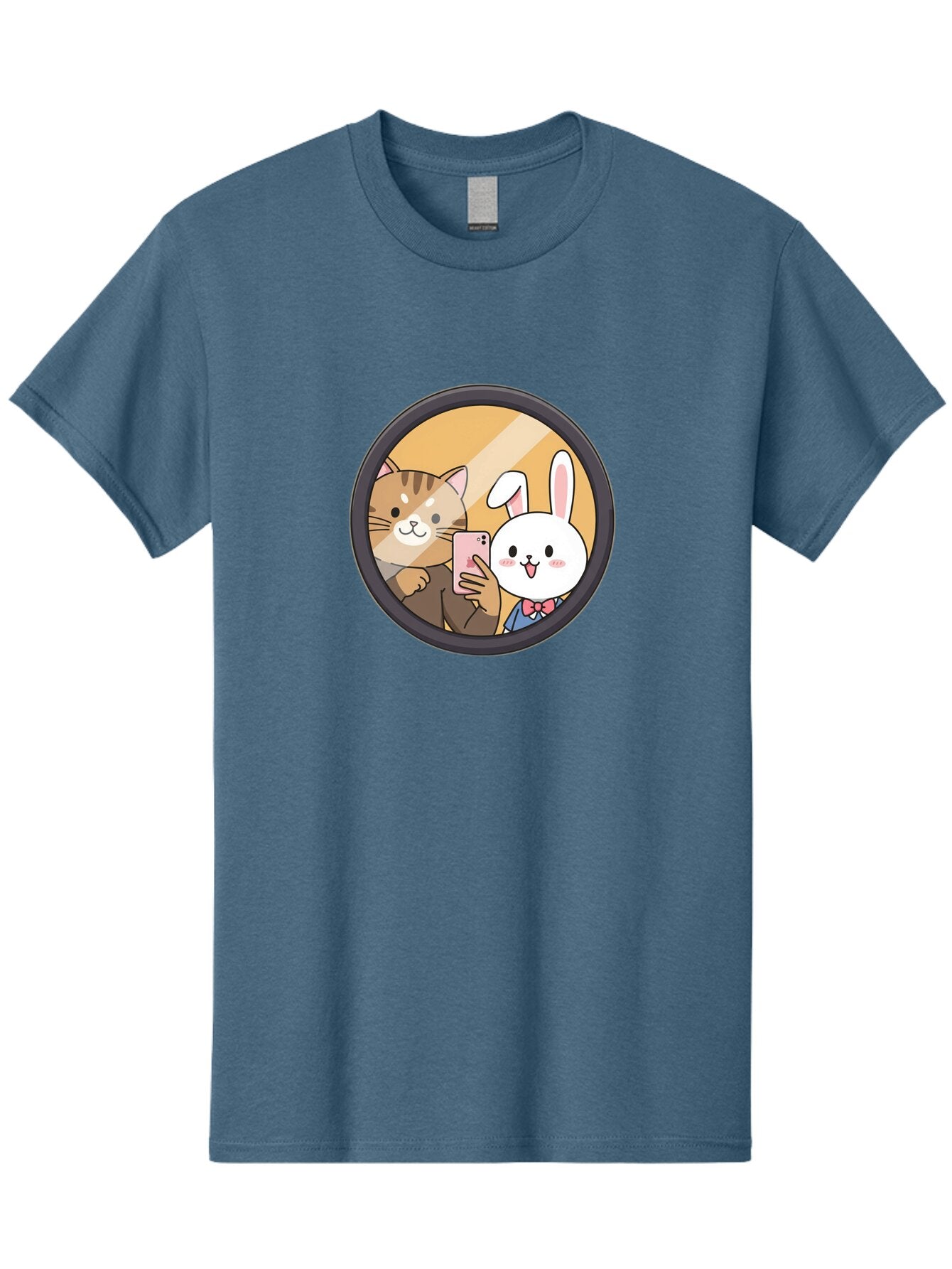 Cat-And-Rabbit-Selfie Men'S Graphic Tee, 100% Cotton, Comfortable Casual Summer Wear, Machine Washable, Vintage Camera, Old Camera, Antique Camera, Black Camera, Classic Photography, Photography Equipment, Nostalgic Device, Film Camera, Baq457 4