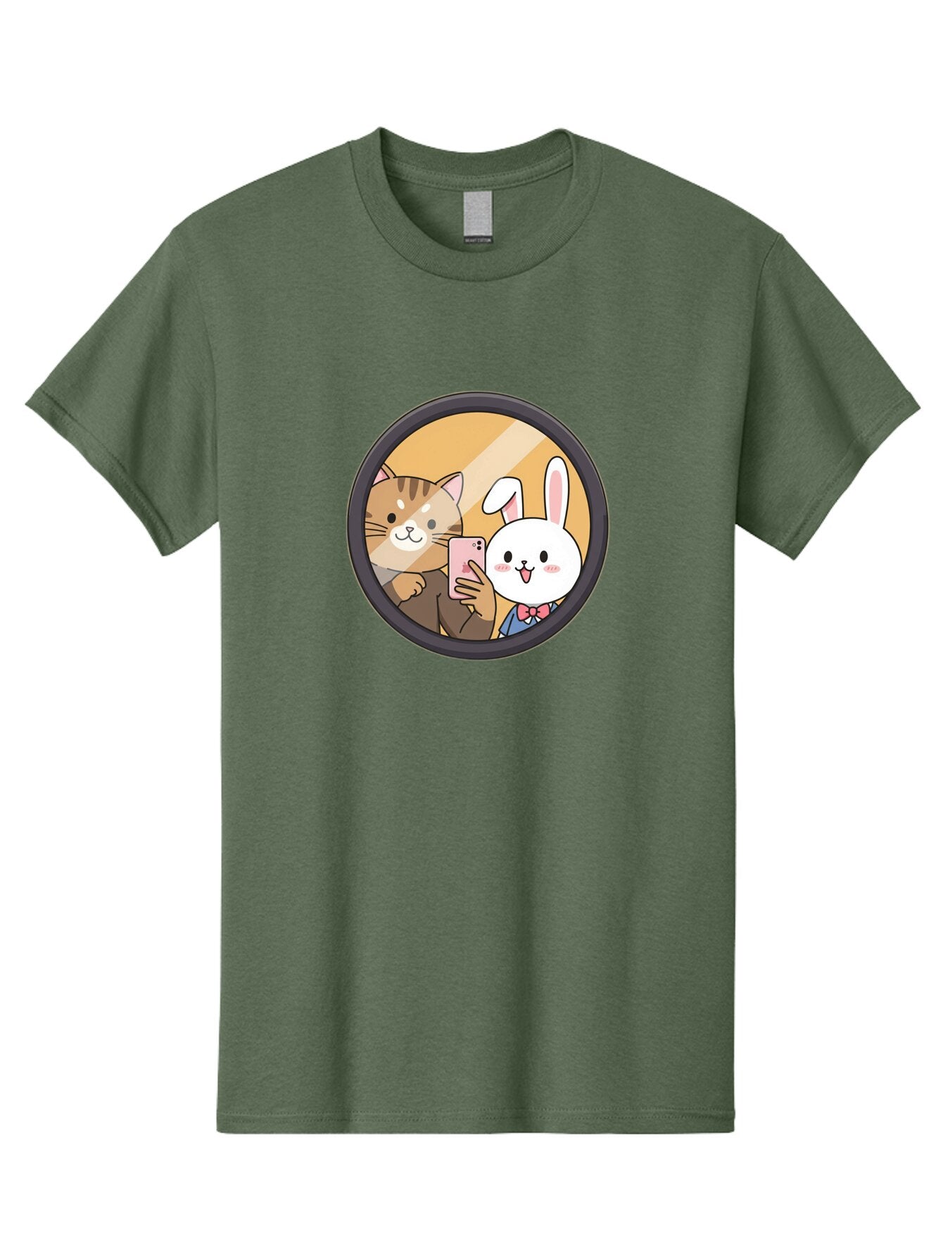 Cat-And-Rabbit-Selfie Men'S Graphic Tee, 100% Cotton, Comfortable Casual Summer Wear, Machine Washable, Vintage Camera, Old Camera, Antique Camera, Black Camera, Classic Photography, Photography Equipment, Nostalgic Device, Film Camera, Baq457 8