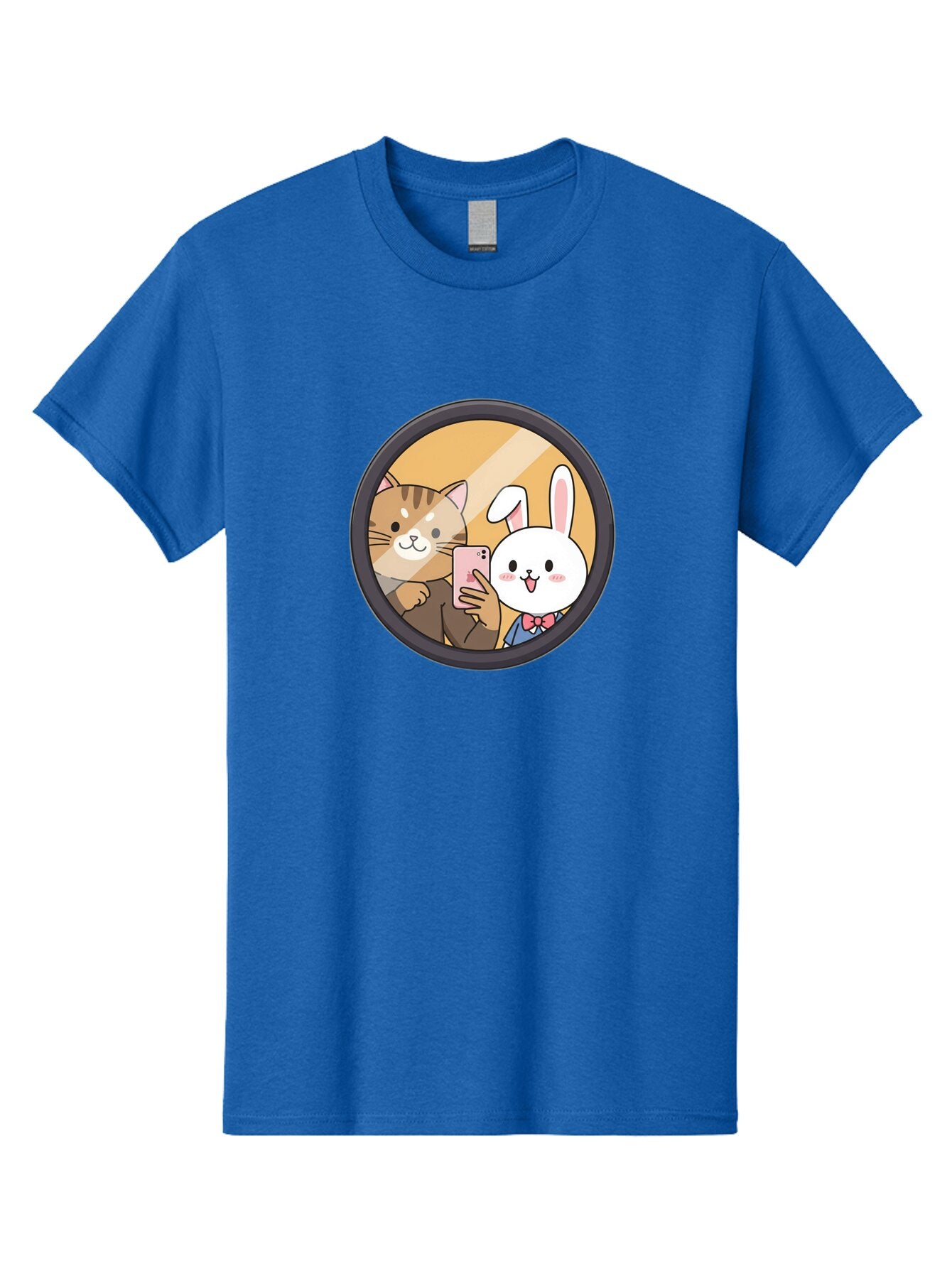 Cat-And-Rabbit-Selfie Men'S Graphic Tee, 100% Cotton, Comfortable Casual Summer Wear, Machine Washable, Vintage Camera, Old Camera, Antique Camera, Black Camera, Classic Photography, Photography Equipment, Nostalgic Device, Film Camera, Baq457 7