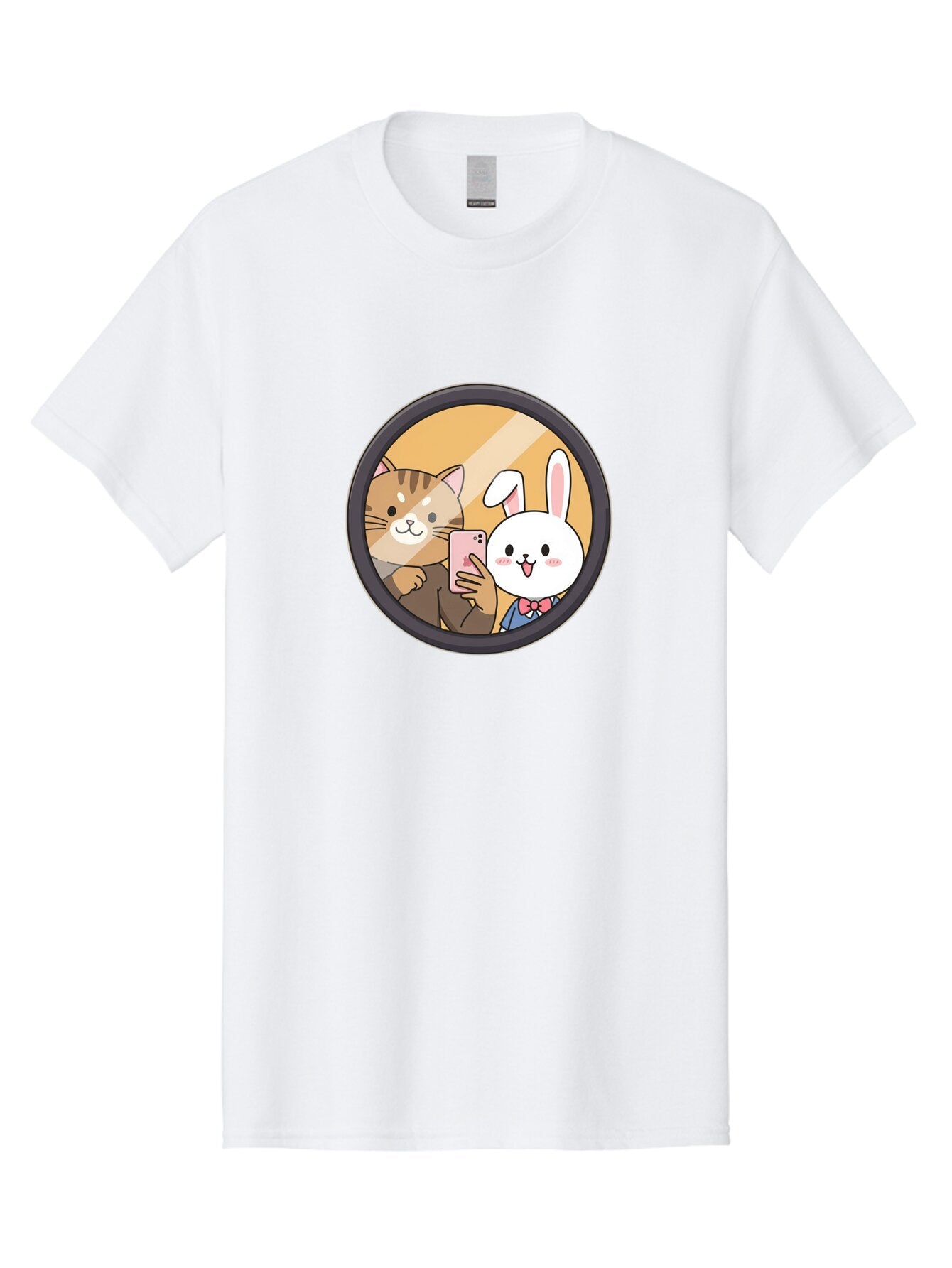 Cat-And-Rabbit-Selfie Men'S Graphic Tee, 100% Cotton, Comfortable Casual Summer Wear, Machine Washable, Vintage Camera, Old Camera, Antique Camera, Black Camera, Classic Photography, Photography Equipment, Nostalgic Device, Film Camera, Baq457 13