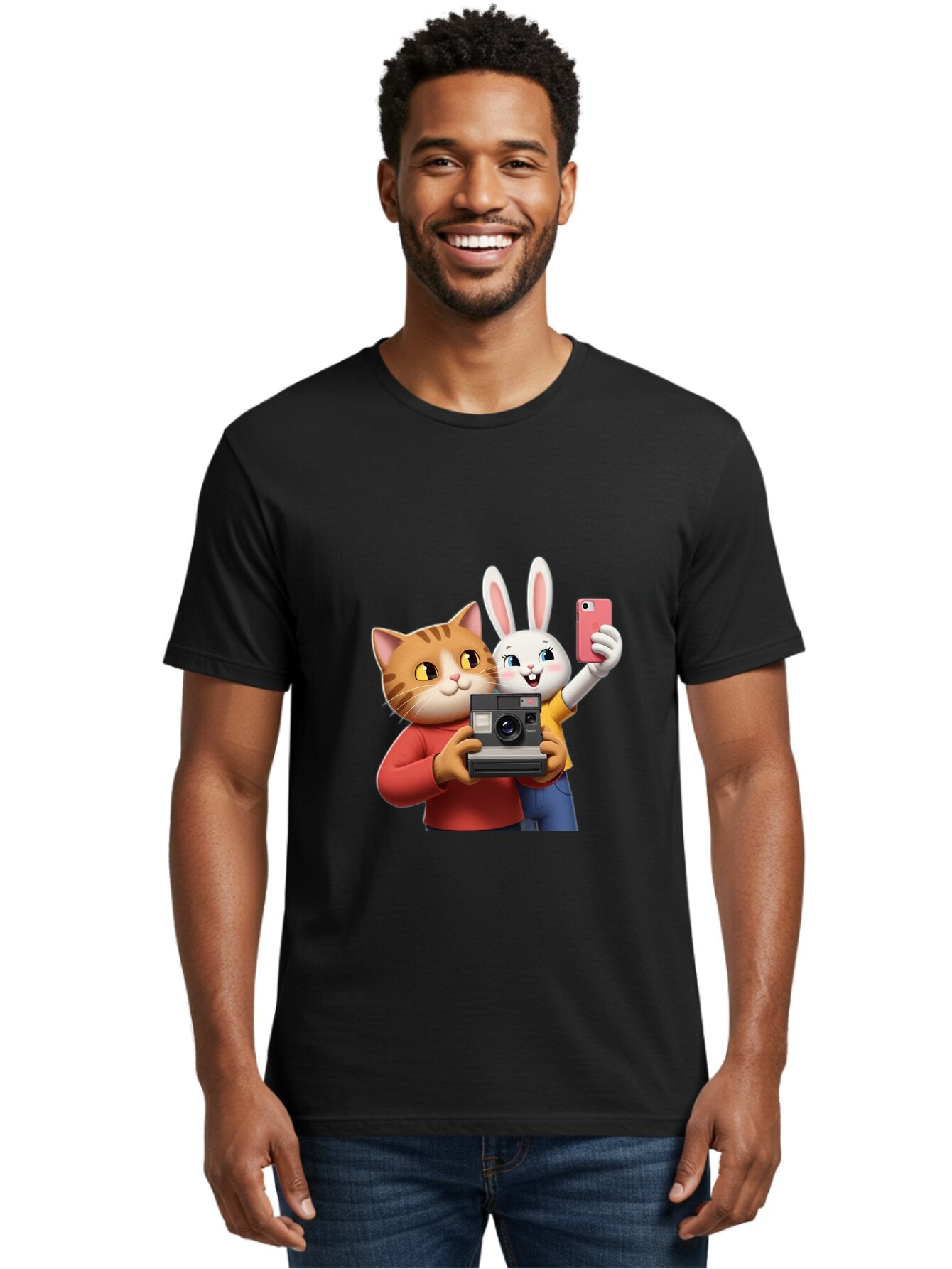Cat-And-Rabbit Men'S Graphic Tee, 100% Cotton, Comfortable Casual Summer Wear, Machine Washable, Vintage Camera, Old Camera, Antique Camera, Black Camera, Classic Photography, Photography Equipment, Nostalgic Device, Film Camera, Camera Art Baq458 26