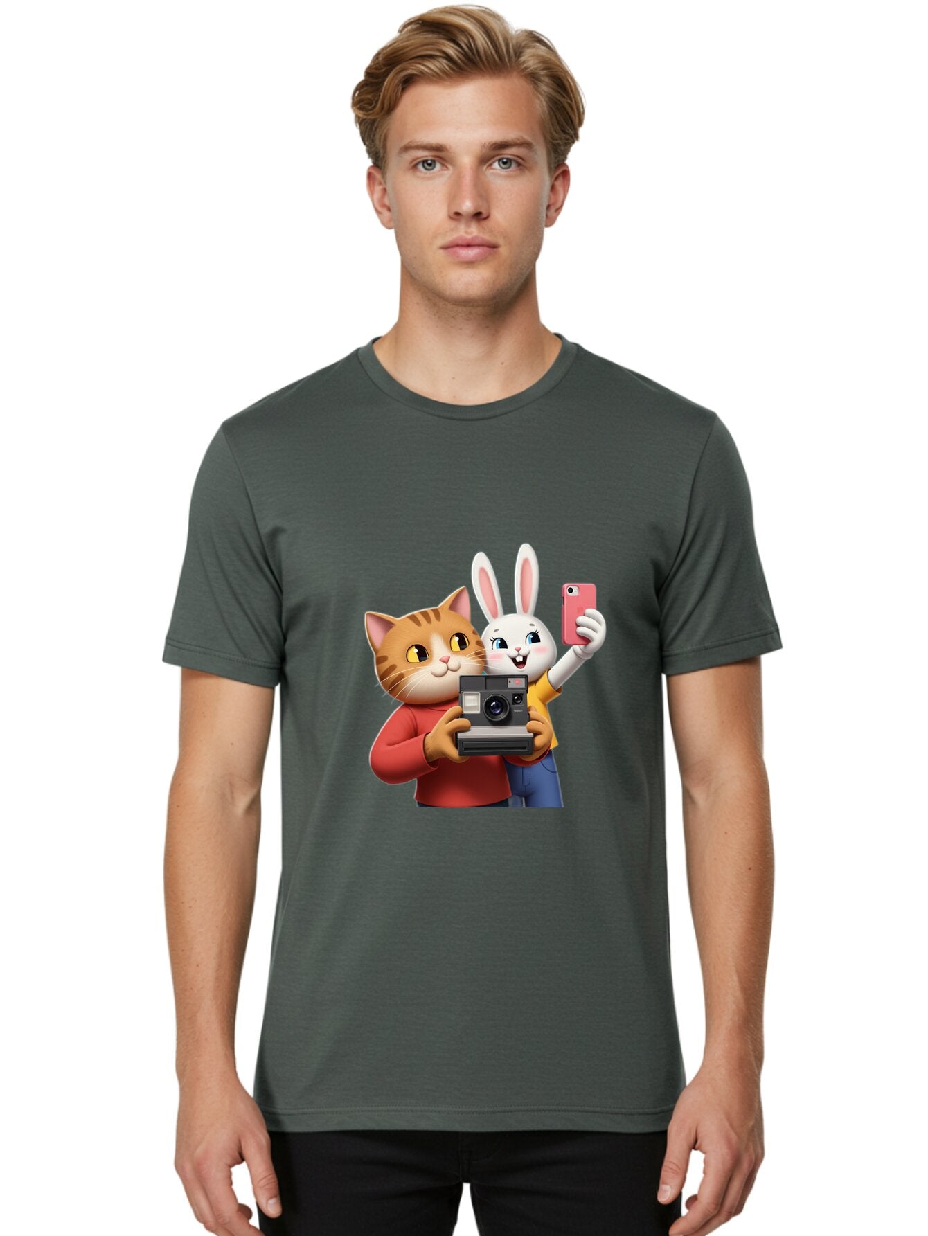 Cat-And-Rabbit Men'S Graphic Tee, 100% Cotton, Comfortable Casual Summer Wear, Machine Washable, Vintage Camera, Old Camera, Antique Camera, Black Camera, Classic Photography, Photography Equipment, Nostalgic Device, Film Camera, Camera Art Baq458 23