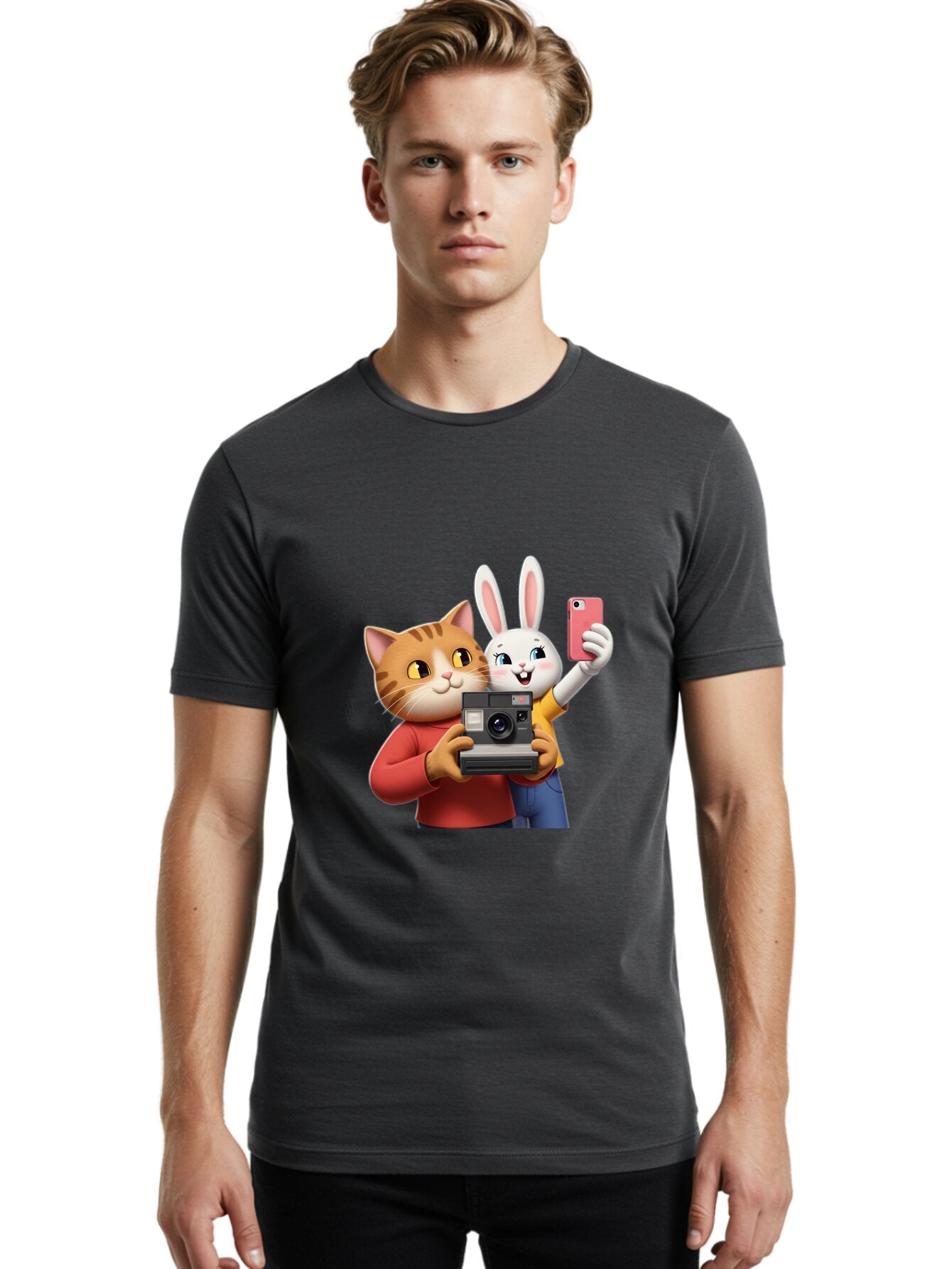 Cat-And-Rabbit Men'S Graphic Tee, 100% Cotton, Comfortable Casual Summer Wear, Machine Washable, Vintage Camera, Old Camera, Antique Camera, Black Camera, Classic Photography, Photography Equipment, Nostalgic Device, Film Camera, Camera Art Baq458 19