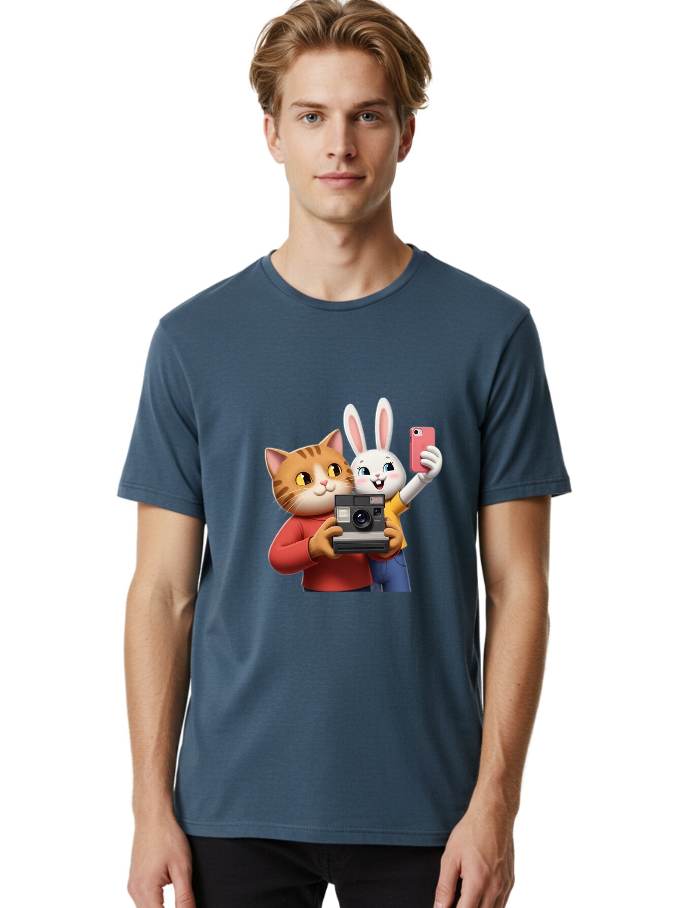 Cat-And-Rabbit Men'S Graphic Tee, 100% Cotton, Comfortable Casual Summer Wear, Machine Washable, Vintage Camera, Old Camera, Antique Camera, Black Camera, Classic Photography, Photography Equipment, Nostalgic Device, Film Camera, Camera Art Baq458 25