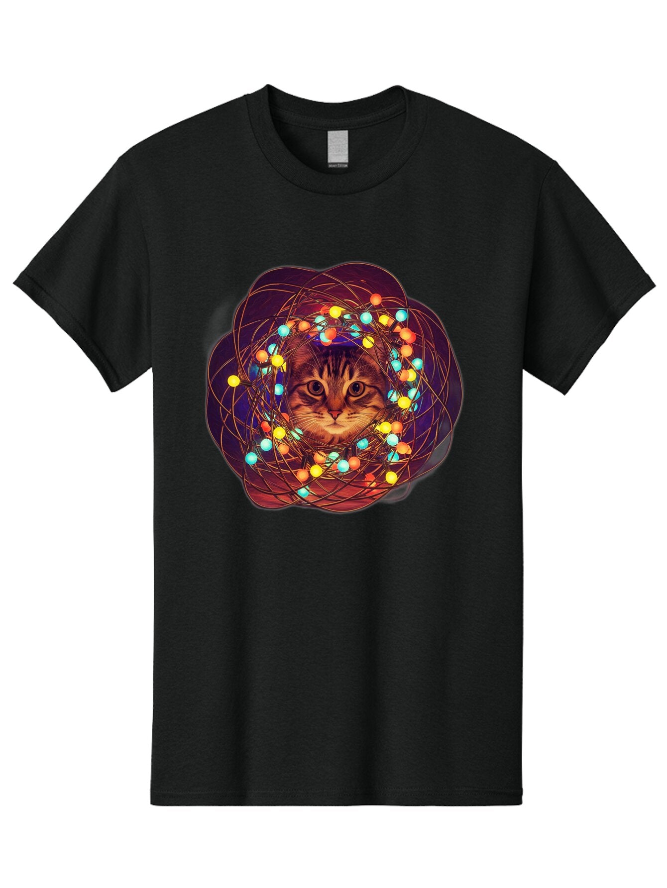 Cat-Entangled-In-Christmas-Lights Men'S Graphic Tee, 100% Cotton, Comfortable Casual Summer Wear, Machine Washable, Vintage Camera, Old Camera, Antique Camera, Black Camera, Classic Photography, Photography Equipment, Nostalgic Device, Baq460 11