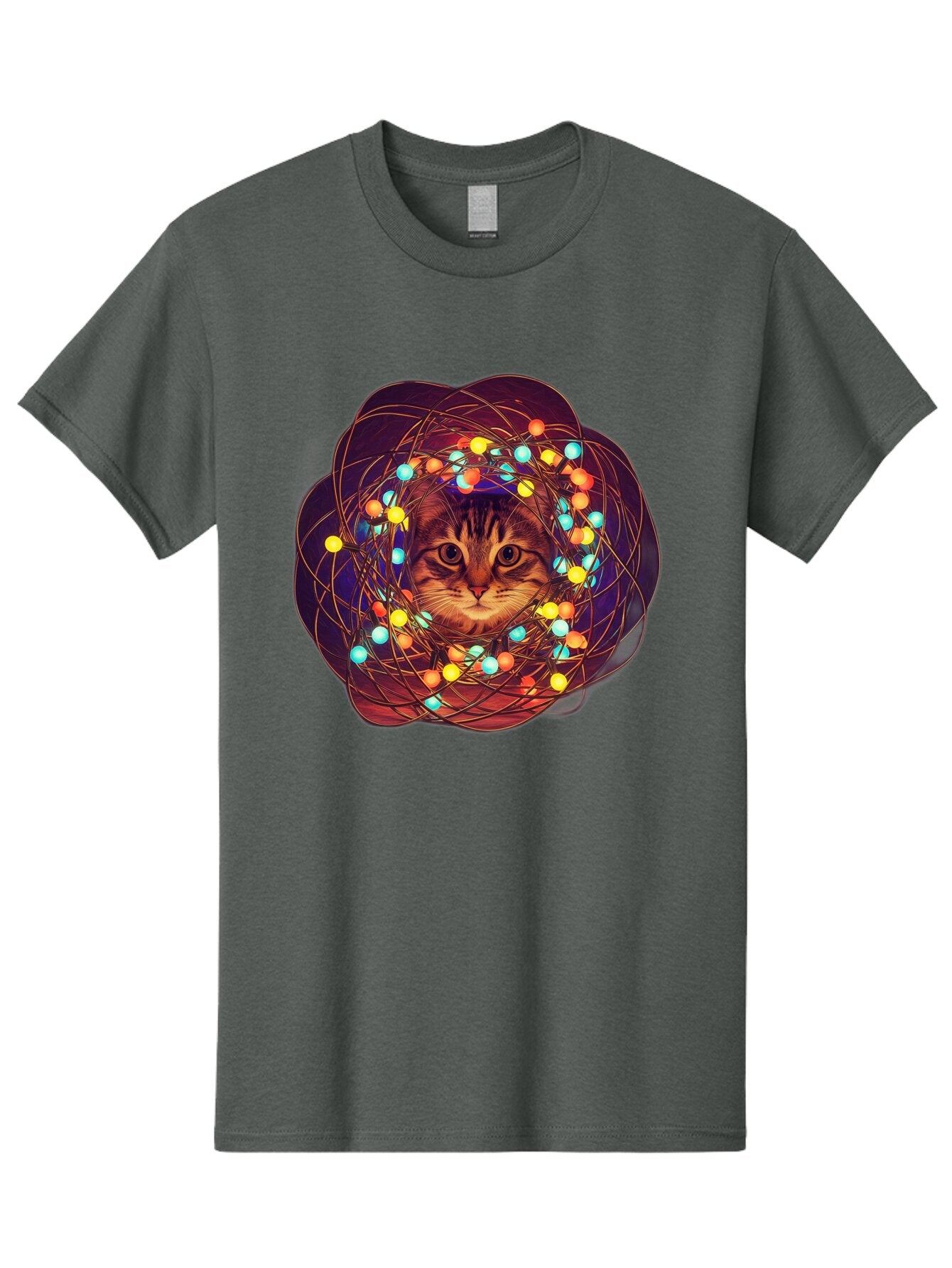 Cat-Entangled-In-Christmas-Lights Men'S Graphic Tee, 100% Cotton, Comfortable Casual Summer Wear, Machine Washable, Vintage Camera, Old Camera, Antique Camera, Black Camera, Classic Photography, Photography Equipment, Nostalgic Device, Baq460 5