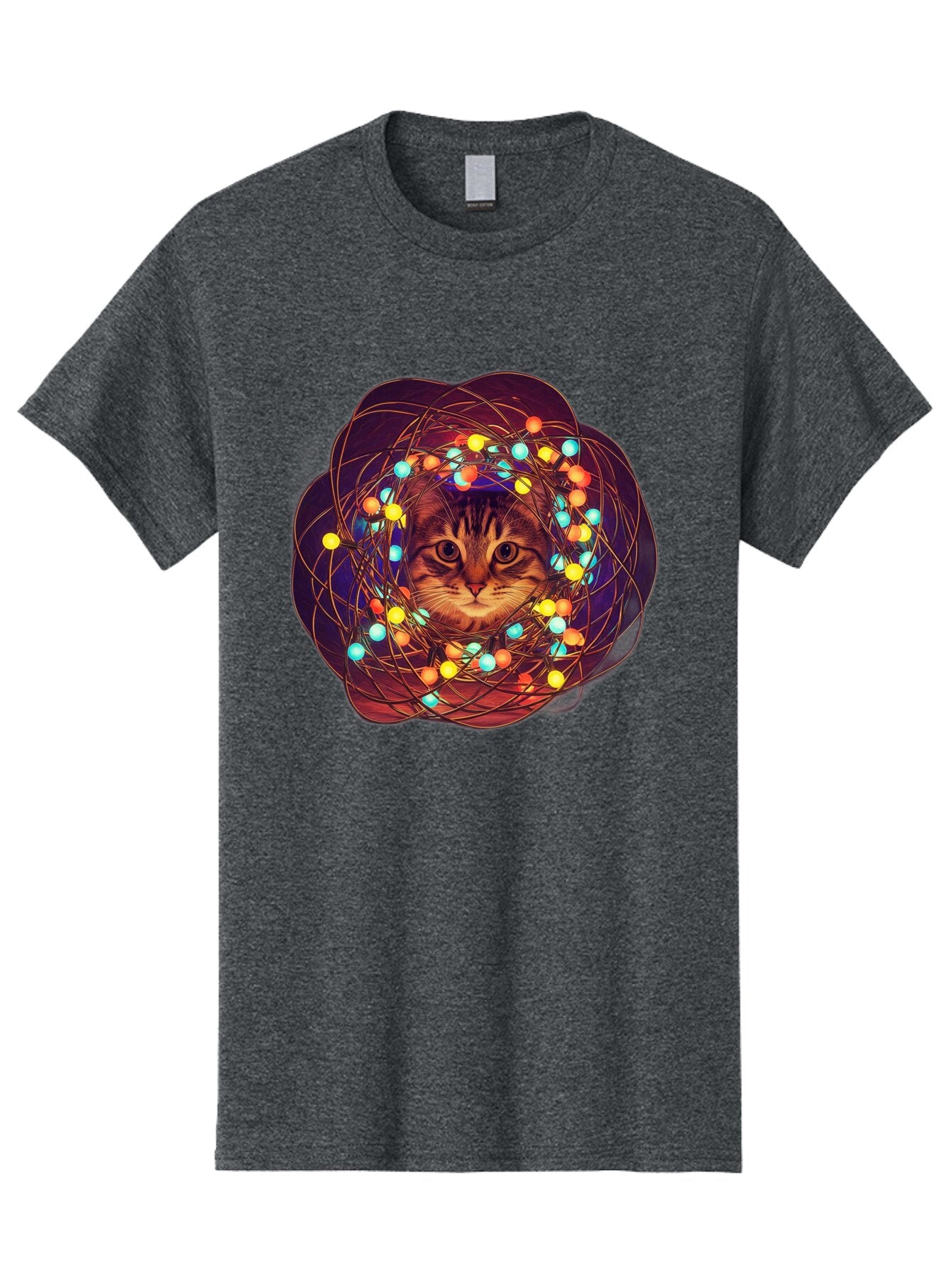 Cat-Entangled-In-Christmas-Lights Men'S Graphic Tee, 100% Cotton, Comfortable Casual Summer Wear, Machine Washable, Vintage Camera, Old Camera, Antique Camera, Black Camera, Classic Photography, Photography Equipment, Nostalgic Device, Baq460 7