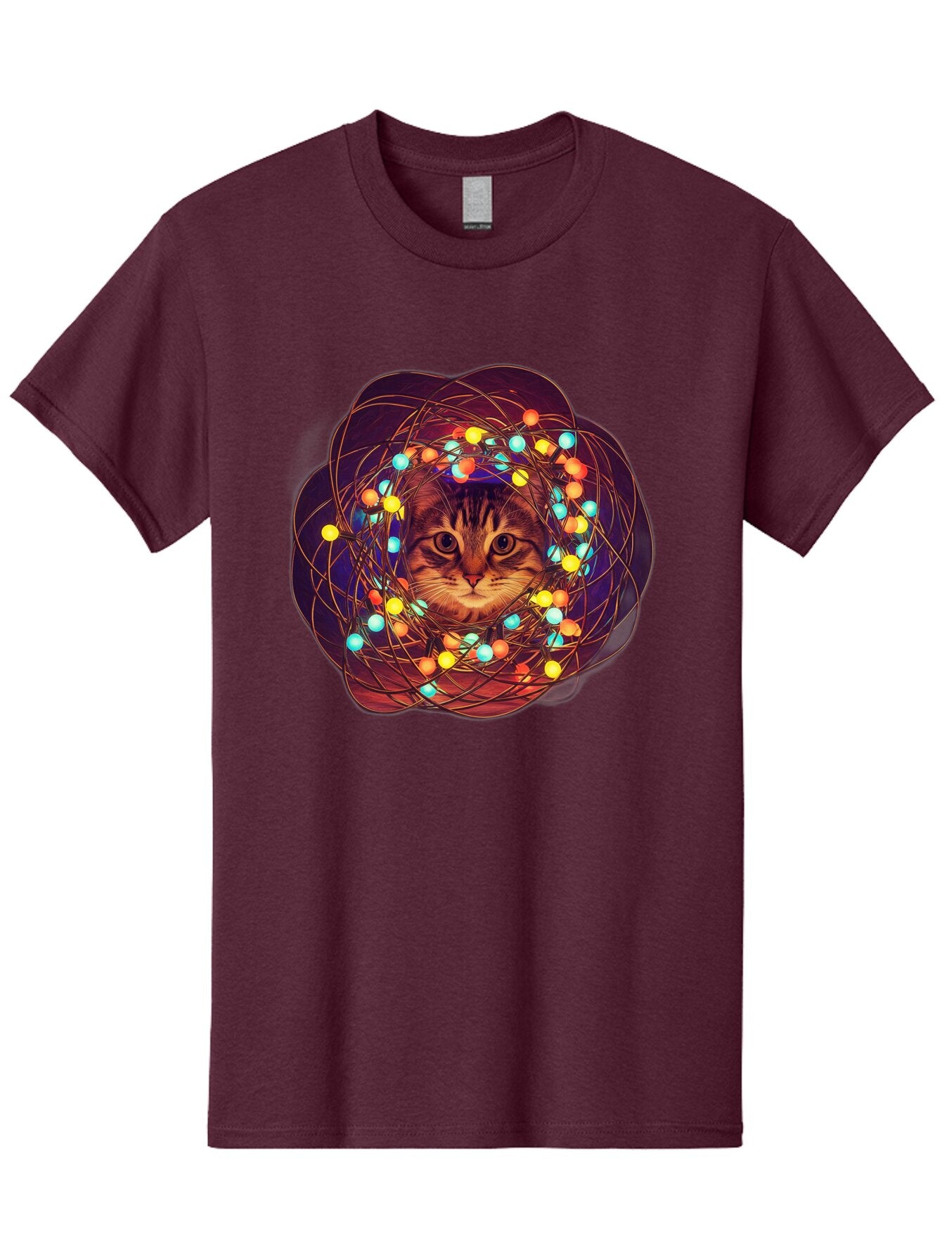Cat-Entangled-In-Christmas-Lights Men'S Graphic Tee, 100% Cotton, Comfortable Casual Summer Wear, Machine Washable, Vintage Camera, Old Camera, Antique Camera, Black Camera, Classic Photography, Photography Equipment, Nostalgic Device, Baq460 10