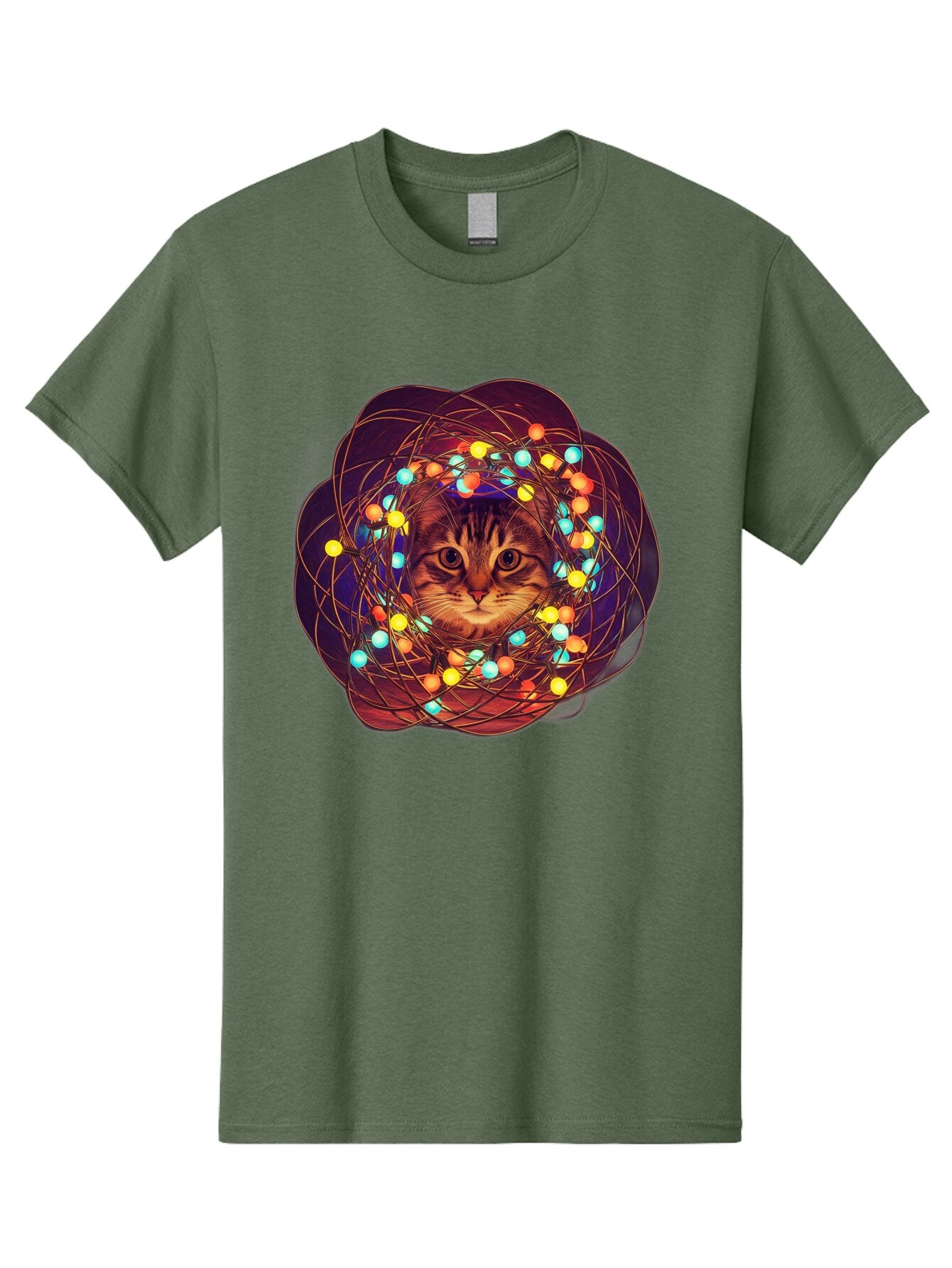 Cat-Entangled-In-Christmas-Lights Men'S Graphic Tee, 100% Cotton, Comfortable Casual Summer Wear, Machine Washable, Vintage Camera, Old Camera, Antique Camera, Black Camera, Classic Photography, Photography Equipment, Nostalgic Device, Baq460 3