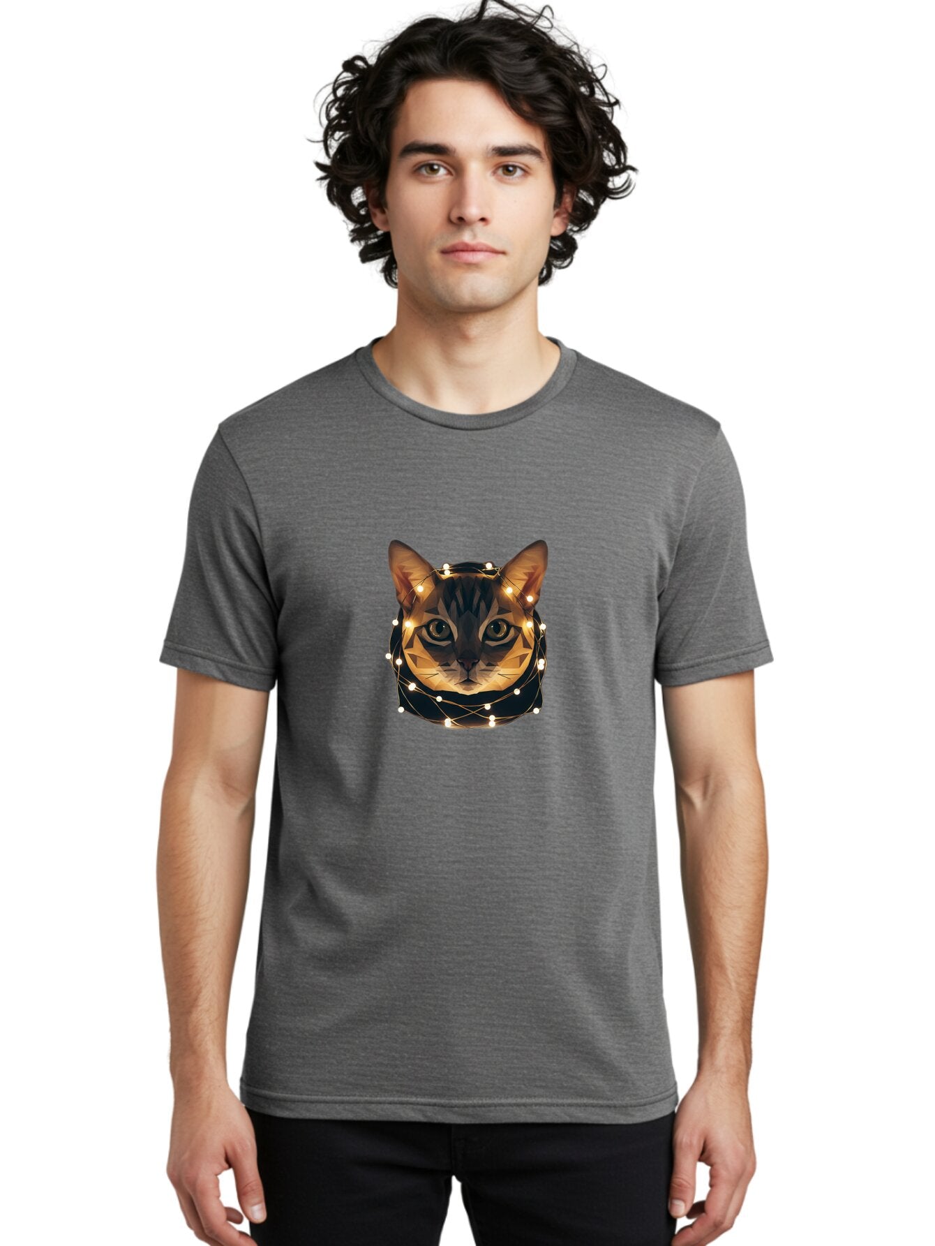 Cat-Face-With-Fairy-Lights Men'S Graphic Tee, 100% Cotton, Comfortable Casual Summer Wear, Machine Washable, Vintage Camera, Old Camera, Antique Camera, Black Camera, Classic Photography, Photography Equipment, Nostalgic Device, Film Camera, Baq461 27