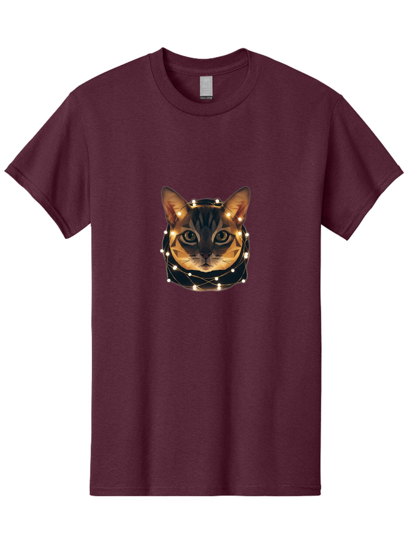 Cat-Face-With-Fairy-Lights Men'S Graphic Tee, 100% Cotton, Comfortable Casual Summer Wear, Machine Washable, Vintage Camera, Old Camera, Antique Camera, Black Camera, Classic Photography, Photography Equipment, Nostalgic Device, Film Camera, Baq461