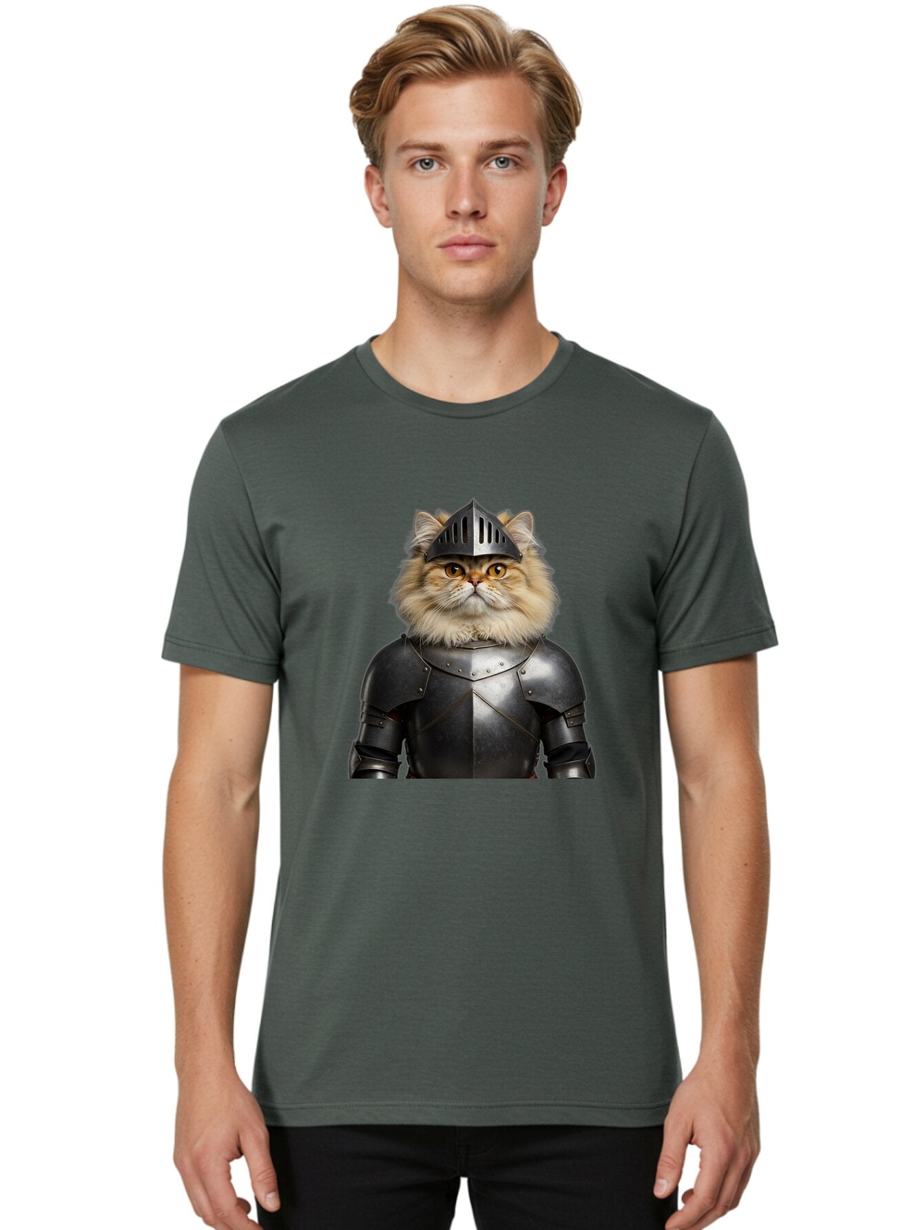 Cat-In-Armor-1 Men'S Graphic Tee, 100% Cotton, Comfortable Casual Summer Wear, Machine Washable, Vintage Camera, Old Camera, Antique Camera, Black Camera, Classic Photography, Photography Equipment, Nostalgic Device, Film Camera, Camera Art Baq464 24
