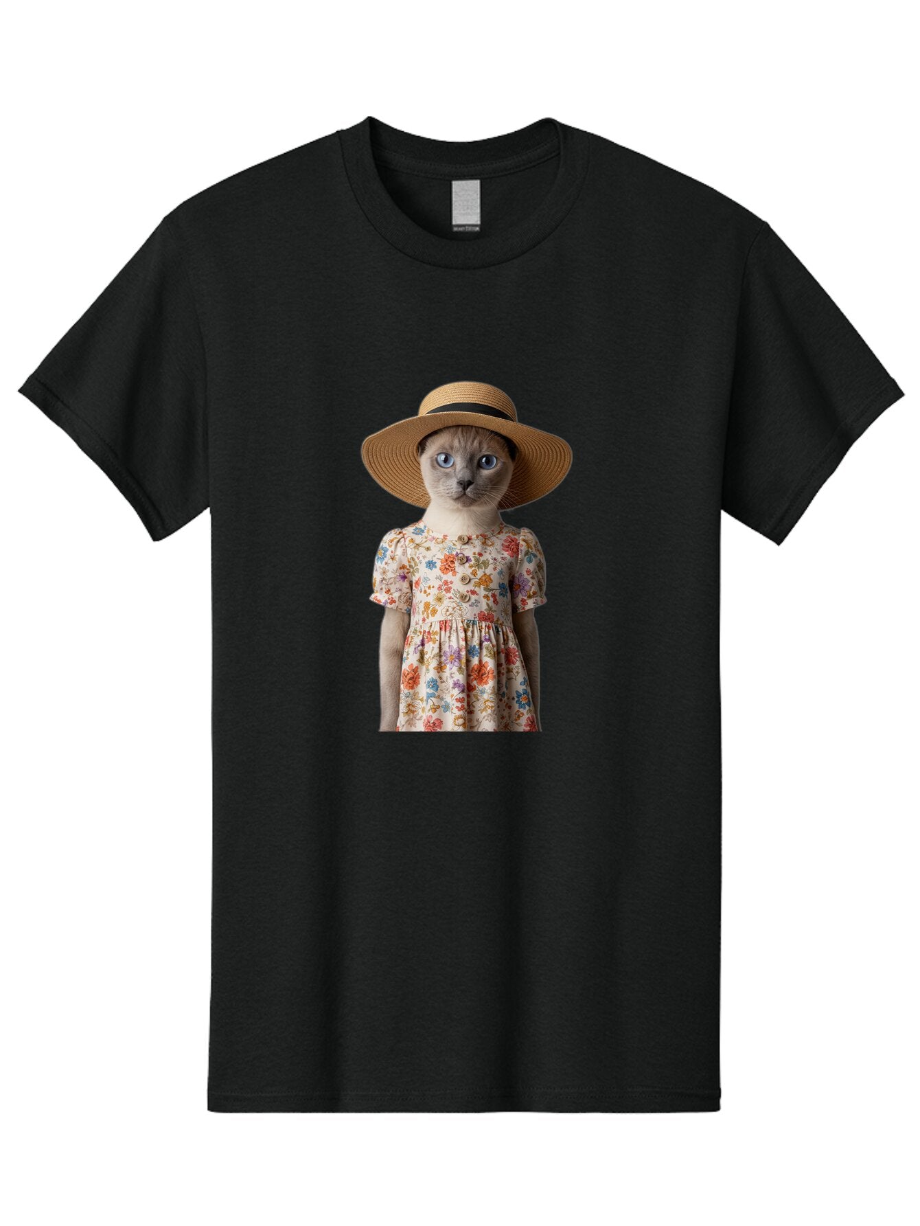 Cat-In-Floral-Dress Men'S Graphic Tee, 100% Cotton, Comfortable Casual Summer Wear, Machine Washable, Vintage Camera, Old Camera, Antique Camera, Black Camera, Classic Photography, Photography Equipment, Nostalgic Device, Film Camera, Baq470