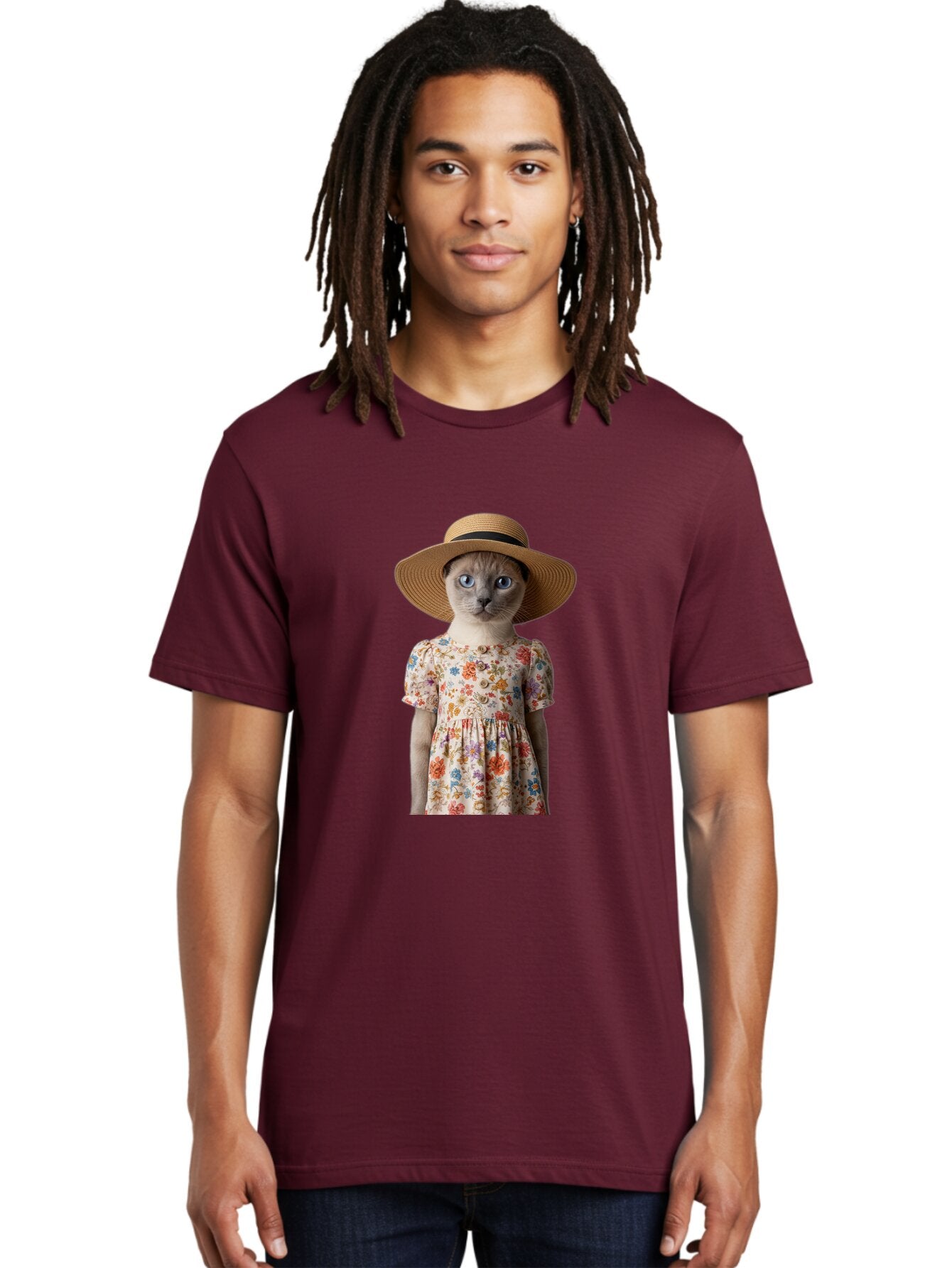 Cat-In-Floral-Dress Men'S Graphic Tee, 100% Cotton, Comfortable Casual Summer Wear, Machine Washable, Vintage Camera, Old Camera, Antique Camera, Black Camera, Classic Photography, Photography Equipment, Nostalgic Device, Film Camera, Baq470 20