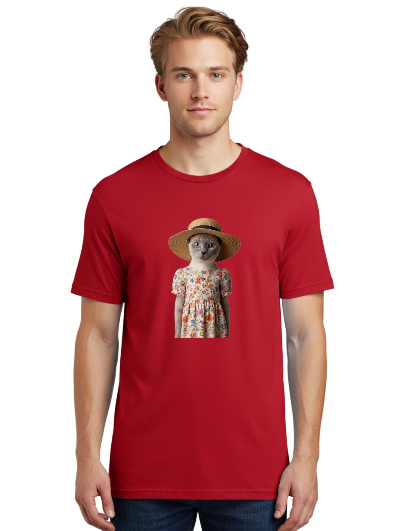 Cat-In-Floral-Dress Men'S Graphic Tee, 100% Cotton, Comfortable Casual Summer Wear, Machine Washable, Vintage Camera, Old Camera, Antique Camera, Black Camera, Classic Photography, Photography Equipment, Nostalgic Device, Film Camera, Baq470 19