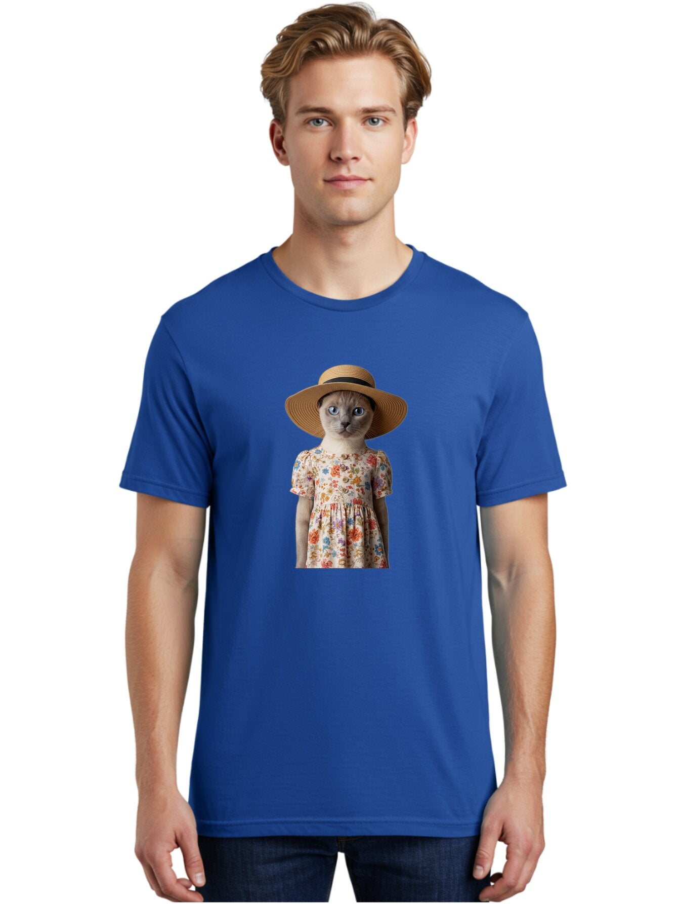 Cat-In-Floral-Dress Men'S Graphic Tee, 100% Cotton, Comfortable Casual Summer Wear, Machine Washable, Vintage Camera, Old Camera, Antique Camera, Black Camera, Classic Photography, Photography Equipment, Nostalgic Device, Film Camera, Baq470 18