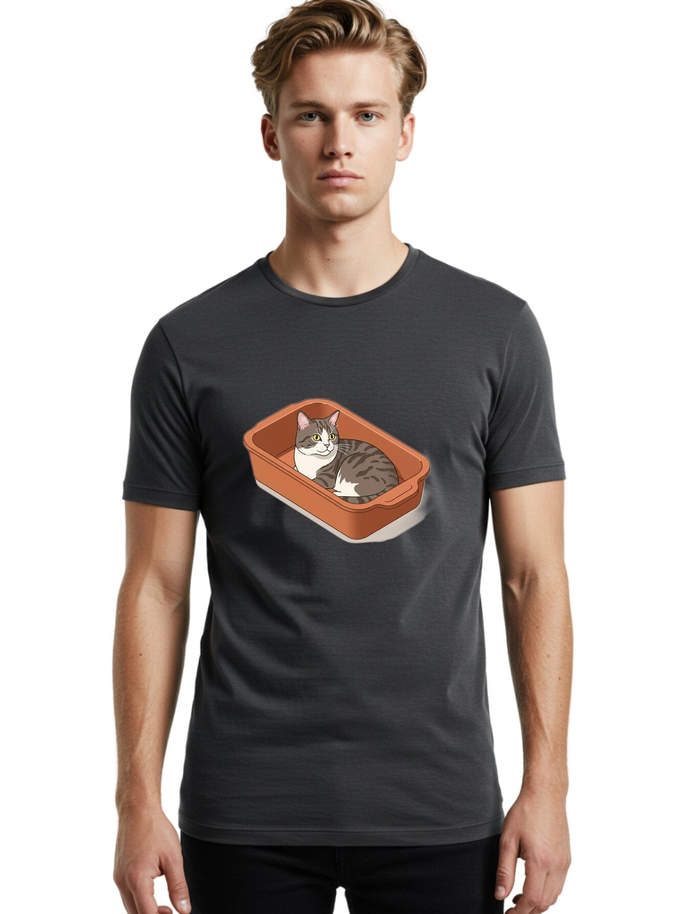 Cat-In-Litter-Box Men'S Graphic Tee, 100% Cotton, Comfortable Casual Summer Wear, Machine Washable, Vintage Camera, Old Camera, Antique Camera, Black Camera, Classic Photography, Photography Equipment, Nostalgic Device, Film Camera, Camera Art Baq471 21