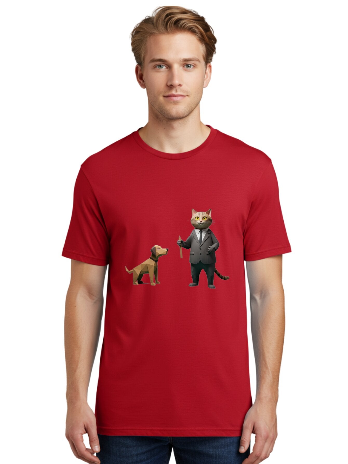 Cat-In-Suit-And-Dog Men'S Graphic Tee, 100% Cotton, Comfortable Casual Summer Wear, Machine Washable, Vintage Camera, Old Camera, Antique Camera, Black Camera, Classic Photography, Photography Equipment, Nostalgic Device, Film Camera, Baq474 23