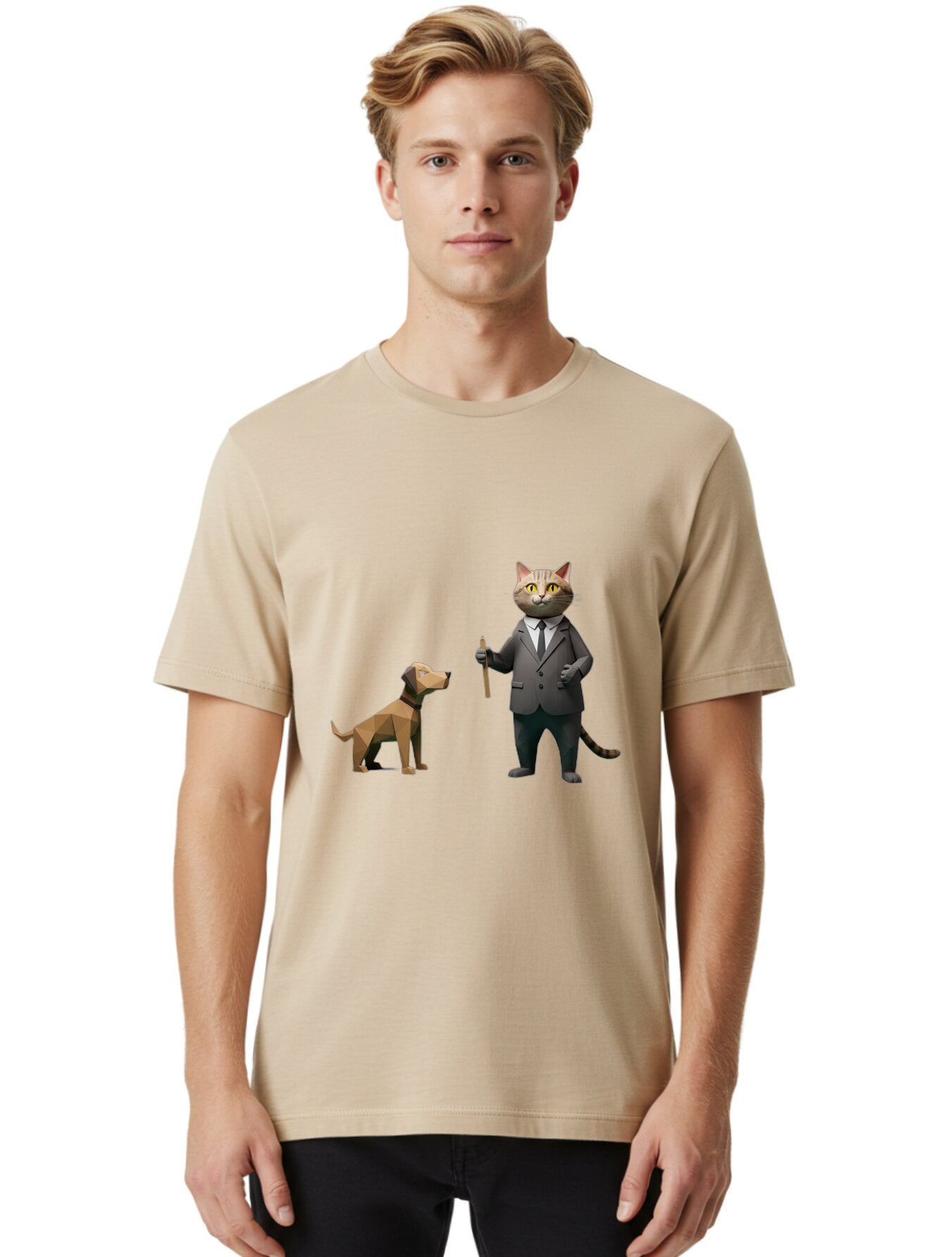 Cat-In-Suit-And-Dog Men'S Graphic Tee, 100% Cotton, Comfortable Casual Summer Wear, Machine Washable, Vintage Camera, Old Camera, Antique Camera, Black Camera, Classic Photography, Photography Equipment, Nostalgic Device, Film Camera, Baq474 19