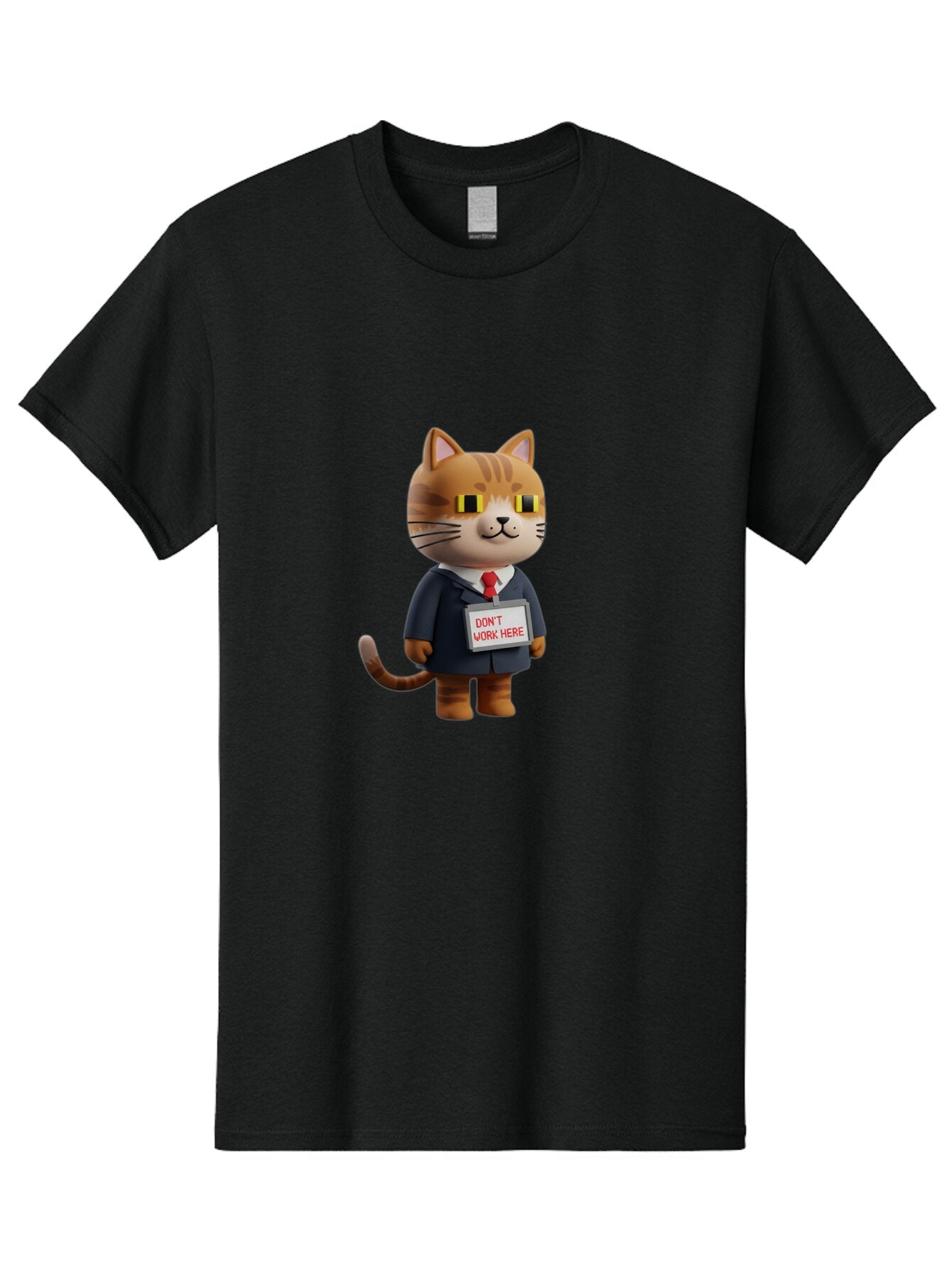 Cat-In-Suit-With-Don-T-Work-Here-Sign Men'S Graphic Tee, 100% Cotton, Comfortable Casual Summer Wear, Machine Washable, Vintage Camera, Old Camera, Antique Camera, Black Camera, Classic Photography, Photography Equipment, Nostalgic Device, Baq475 7