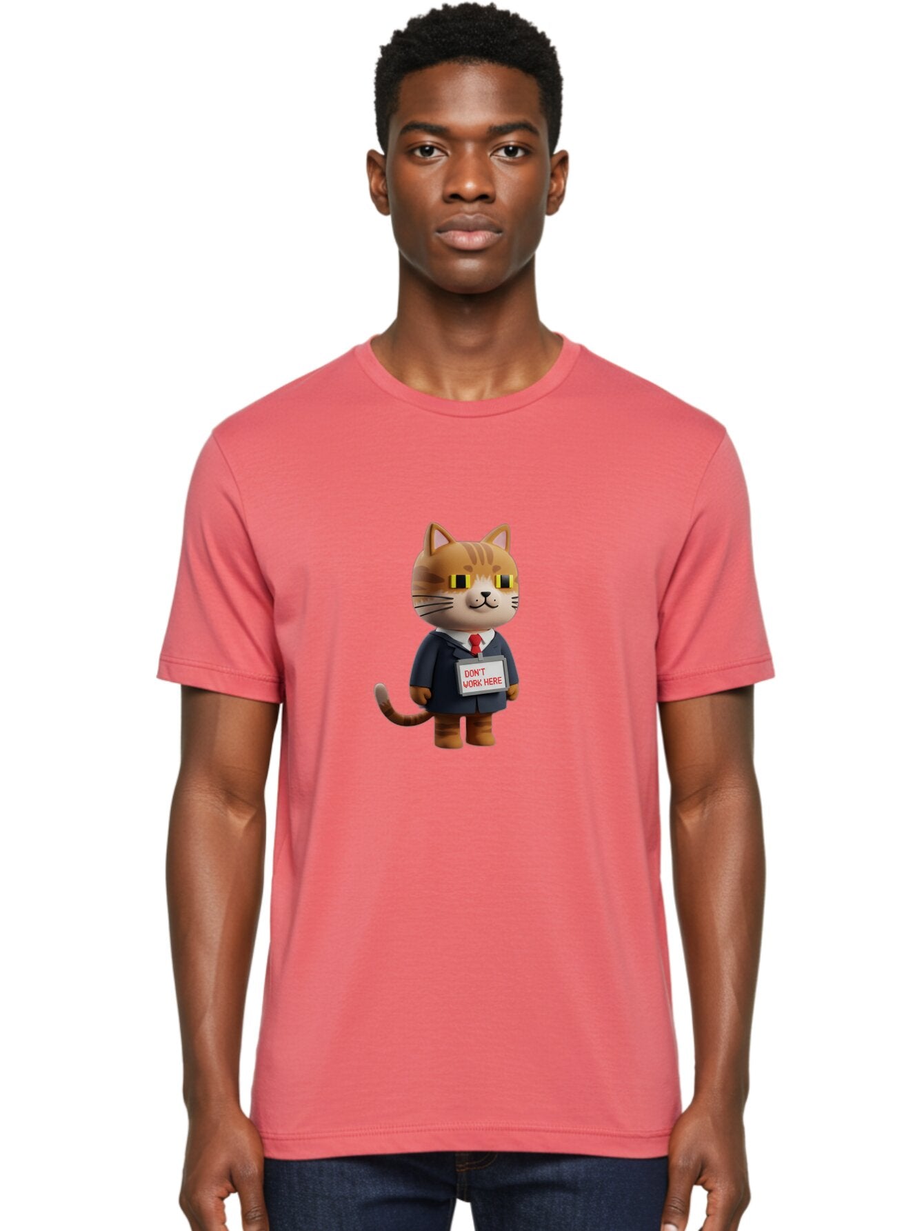 Cat-In-Suit-With-Don-T-Work-Here-Sign Men'S Graphic Tee, 100% Cotton, Comfortable Casual Summer Wear, Machine Washable, Vintage Camera, Old Camera, Antique Camera, Black Camera, Classic Photography, Photography Equipment, Nostalgic Device, Baq475 20