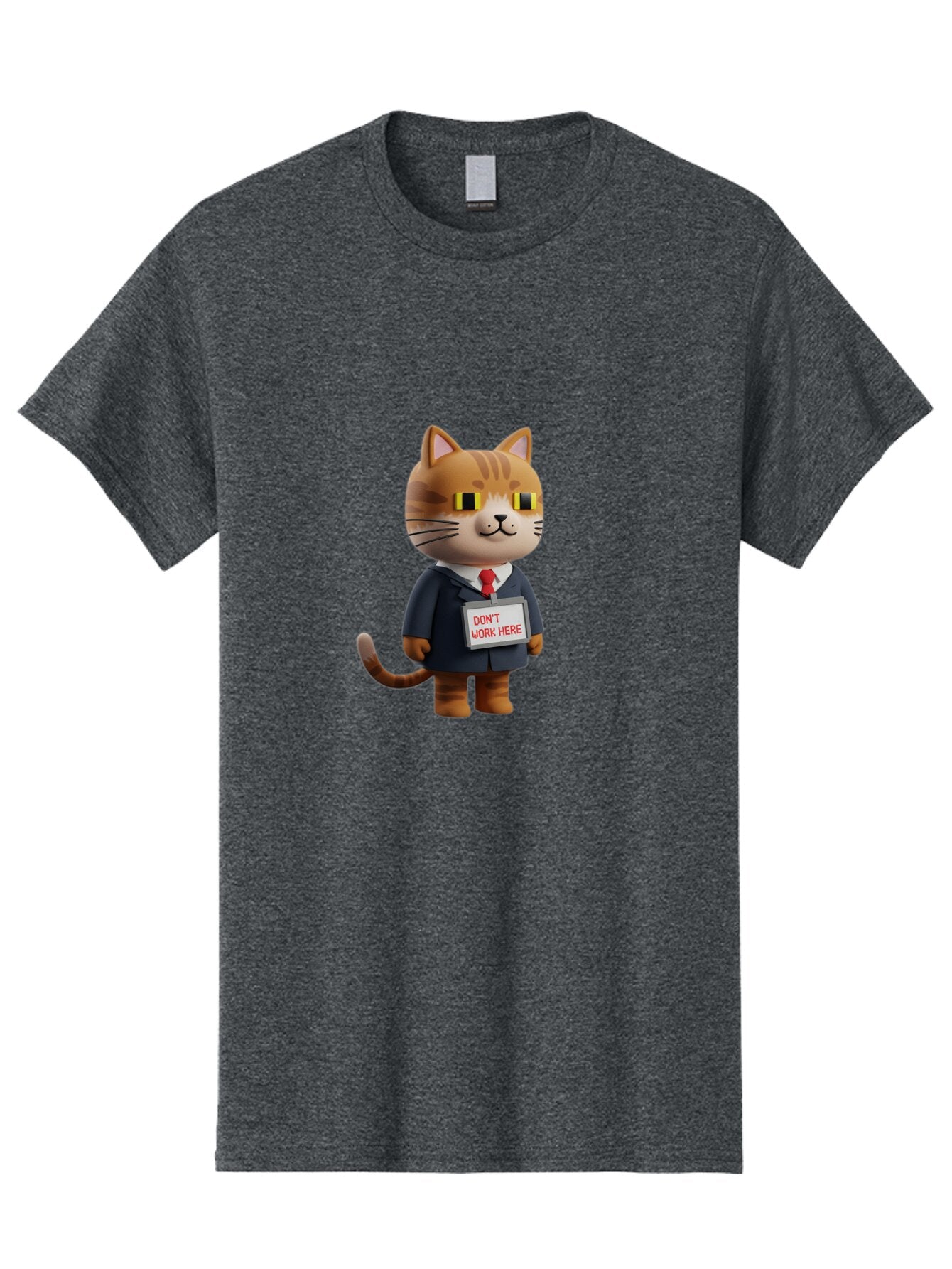 Cat-In-Suit-With-Don-T-Work-Here-Sign Men'S Graphic Tee, 100% Cotton, Comfortable Casual Summer Wear, Machine Washable, Vintage Camera, Old Camera, Antique Camera, Black Camera, Classic Photography, Photography Equipment, Nostalgic Device, Baq475