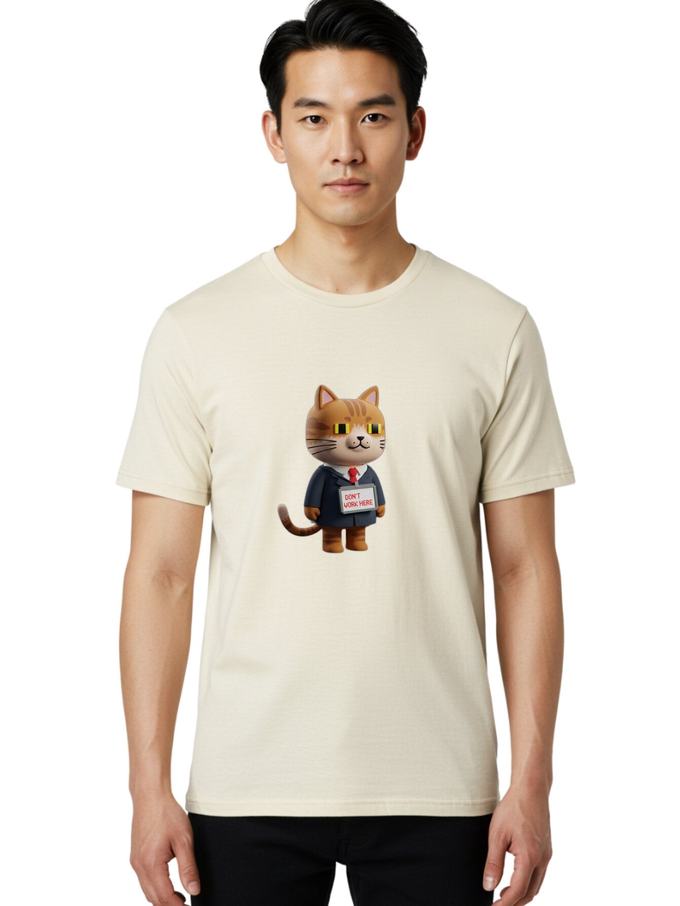 Cat-In-Suit-With-Don-T-Work-Here-Sign Men'S Graphic Tee, 100% Cotton, Comfortable Casual Summer Wear, Machine Washable, Vintage Camera, Old Camera, Antique Camera, Black Camera, Classic Photography, Photography Equipment, Nostalgic Device, Baq475 22