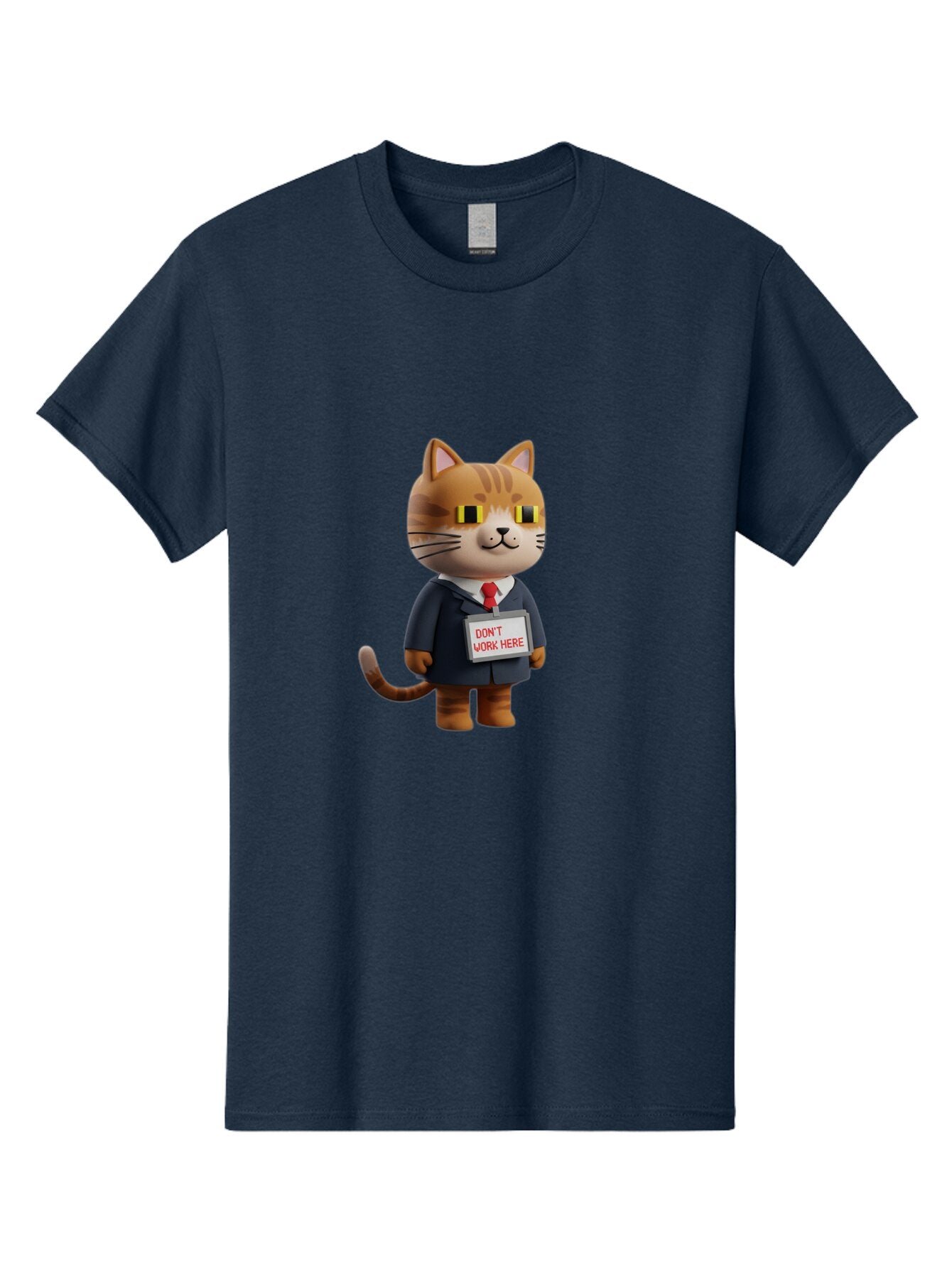 Cat-In-Suit-With-Don-T-Work-Here-Sign Men'S Graphic Tee, 100% Cotton, Comfortable Casual Summer Wear, Machine Washable, Vintage Camera, Old Camera, Antique Camera, Black Camera, Classic Photography, Photography Equipment, Nostalgic Device, Baq475 5