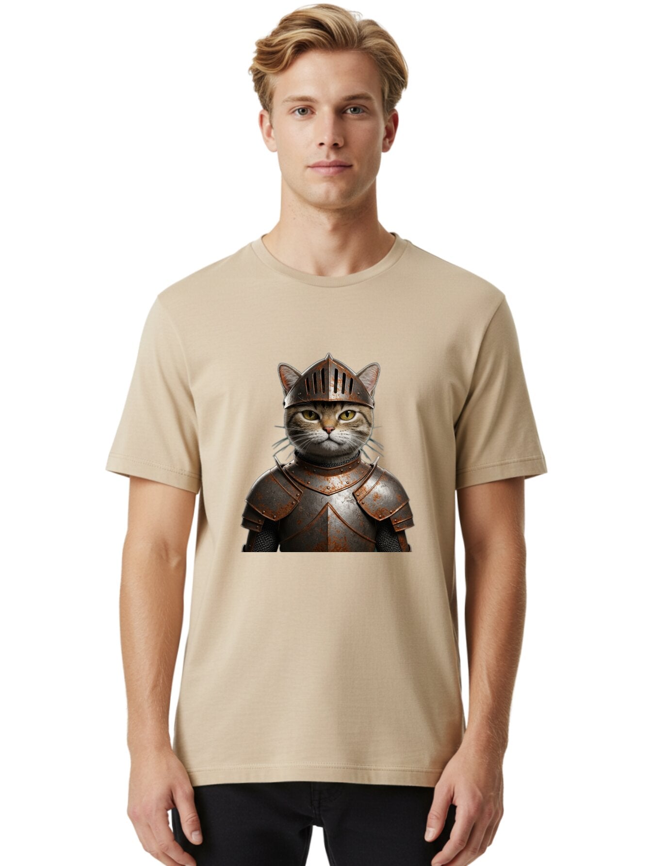 Cat-Knight-1 Men'S Graphic Tee, 100% Cotton, Comfortable Casual Summer Wear, Machine Washable, Vintage Camera, Old Camera, Antique Camera, Black Camera, Classic Photography, Photography Equipment, Nostalgic Device, Film Camera, Camera Art Baq478 30