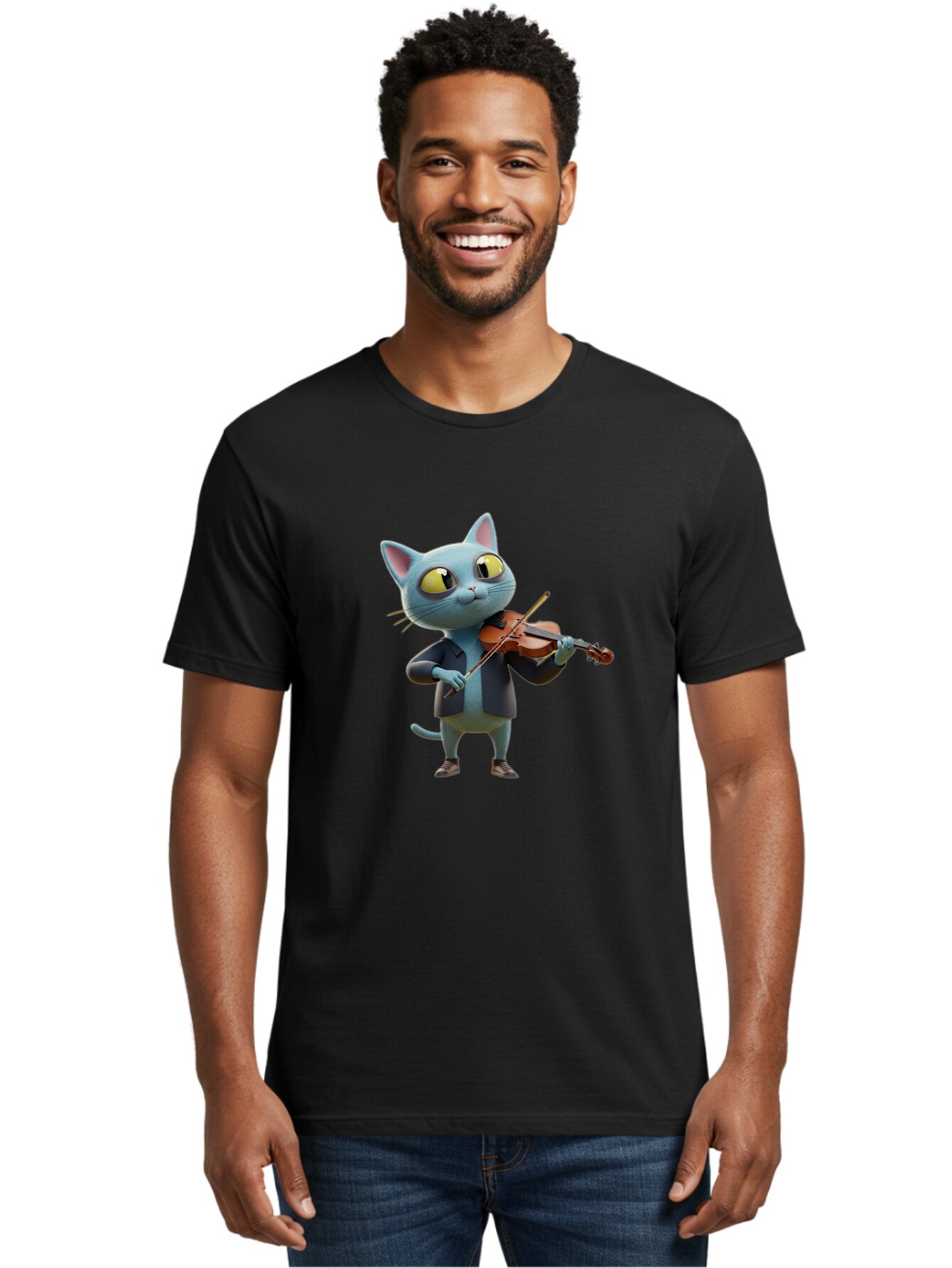 Cat-Playing-Violin-2 Men'S Graphic Tee, 100% Cotton, Comfortable Casual Summer Wear, Machine Washable, Vintage Camera, Old Camera, Antique Camera, Black Camera, Classic Photography, Photography Equipment, Nostalgic Device, Film Camera, Baq483 22