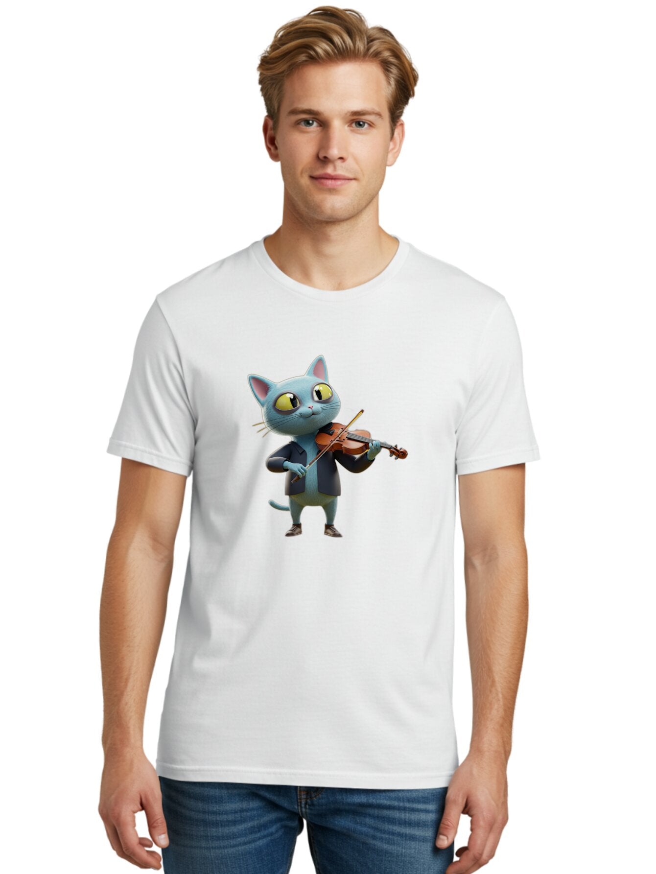 Cat-Playing-Violin-2 Men'S Graphic Tee, 100% Cotton, Comfortable Casual Summer Wear, Machine Washable, Vintage Camera, Old Camera, Antique Camera, Black Camera, Classic Photography, Photography Equipment, Nostalgic Device, Film Camera, Baq483 28