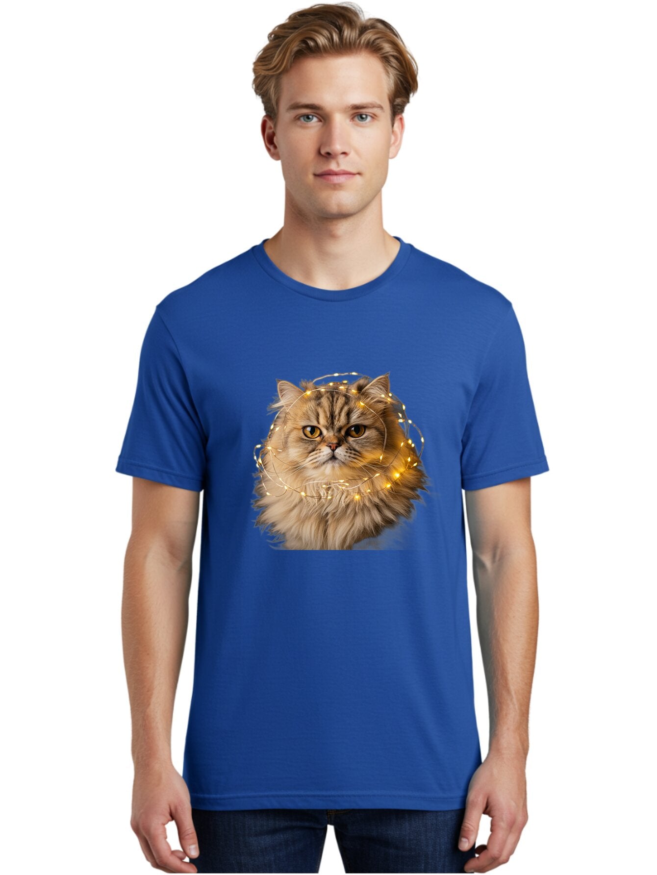 Cat-With-String-Lights Men'S Graphic Tee, 100% Cotton, Comfortable Casual Summer Wear, Machine Washable, Vintage Camera, Old Camera, Antique Camera, Black Camera, Classic Photography, Photography Equipment, Nostalgic Device, Film Camera, Baq497 24