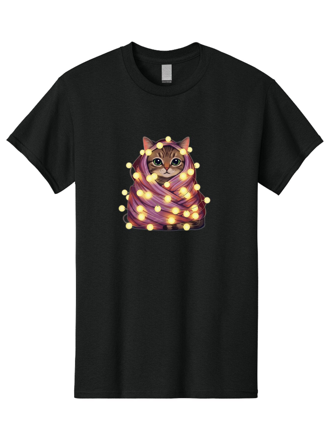 Cat-Wrapped-In-Lights-1 Men'S Graphic Tee, 100% Cotton, Comfortable Casual Summer Wear, Machine Washable, Vintage Camera, Old Camera, Antique Camera, Black Camera, Classic Photography, Photography Equipment, Nostalgic Device, Film Camera, Baq499 10