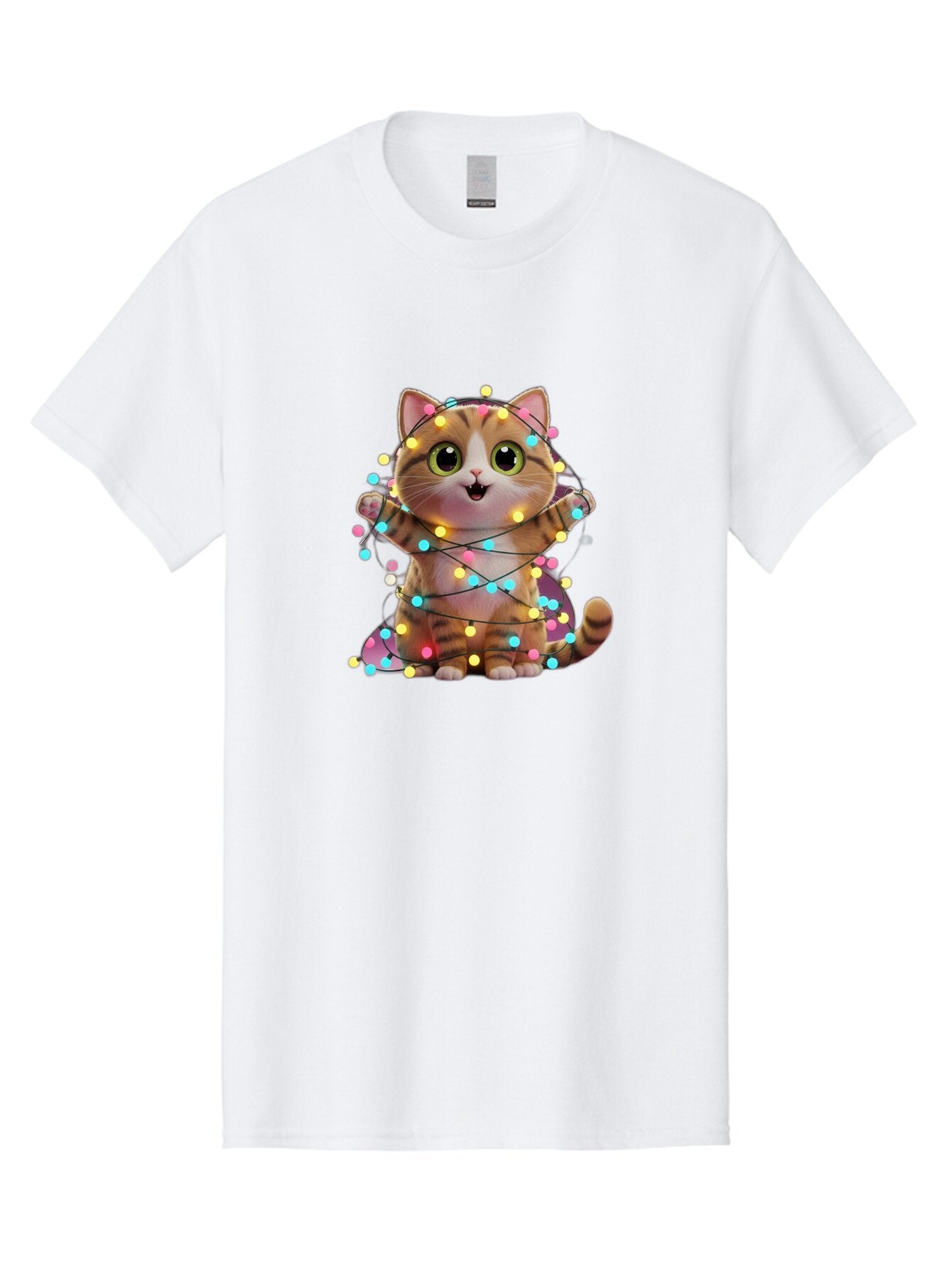 Cat-Wrapped-In-Lights Men'S Graphic Tee, 100% Cotton, Comfortable Casual Summer Wear, Machine Washable, Vintage Camera, Old Camera, Antique Camera, Black Camera, Classic Photography, Photography Equipment, Nostalgic Device, Film Camera, Baq500 8