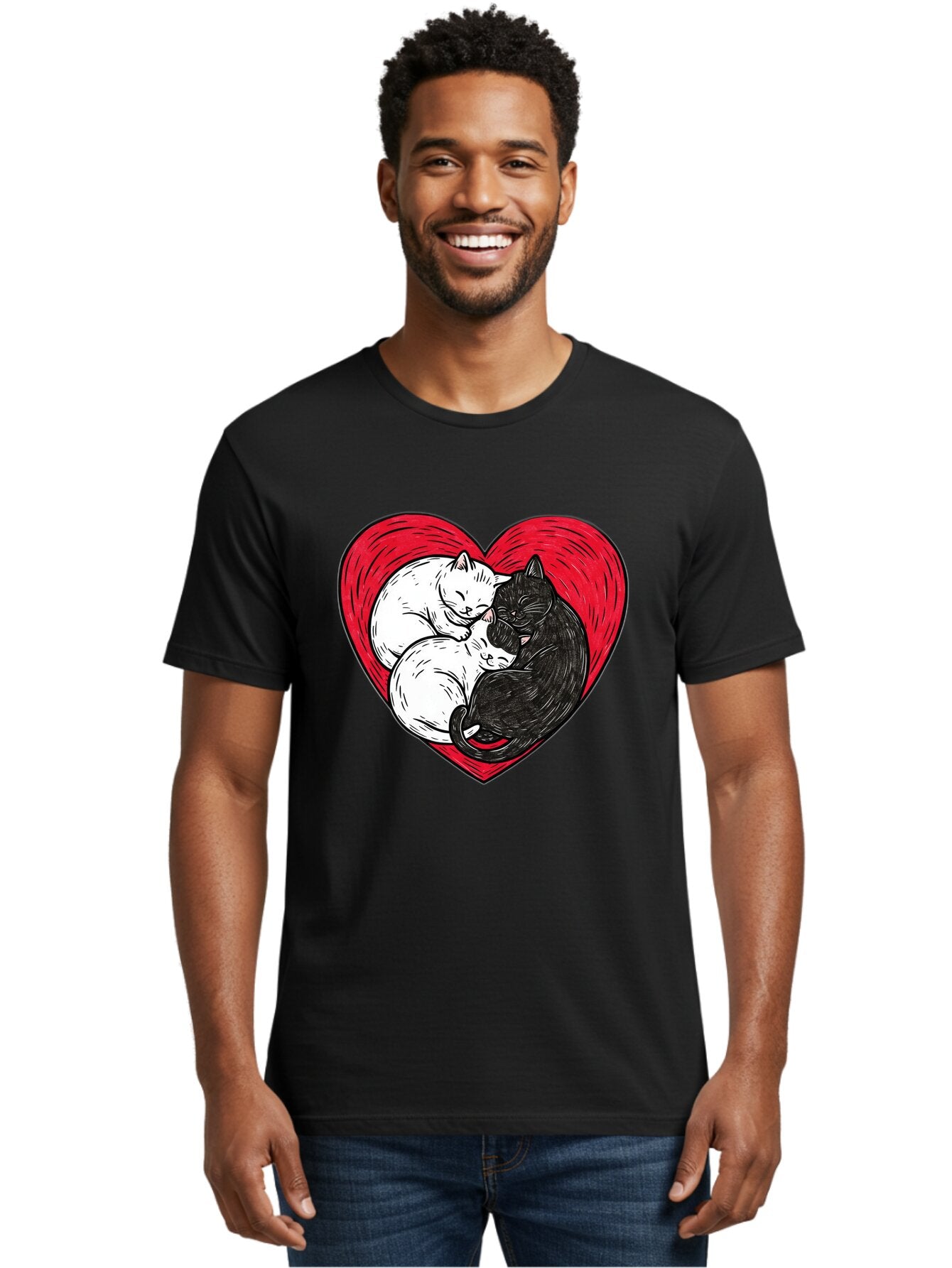 Cats-In-Heart-2 Men'S Graphic Tee, 100% Cotton, Comfortable Casual Summer Wear, Machine Washable, Vintage Camera, Old Camera, Antique Camera, Black Camera, Classic Photography, Photography Equipment, Nostalgic Device, Film Camera, Camera Art Baq505 24