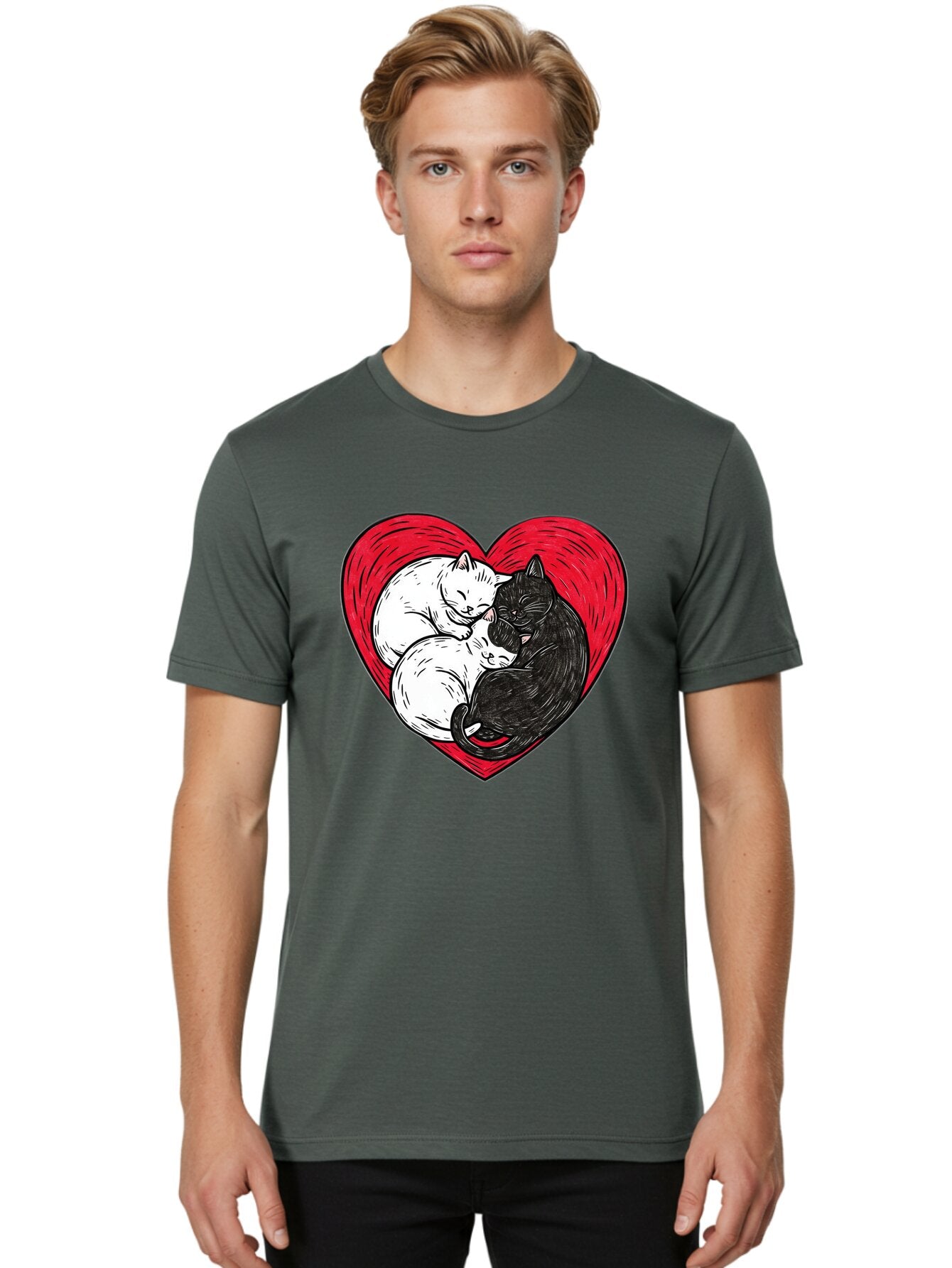 Cats-In-Heart-2 Men'S Graphic Tee, 100% Cotton, Comfortable Casual Summer Wear, Machine Washable, Vintage Camera, Old Camera, Antique Camera, Black Camera, Classic Photography, Photography Equipment, Nostalgic Device, Film Camera, Camera Art Baq505 23