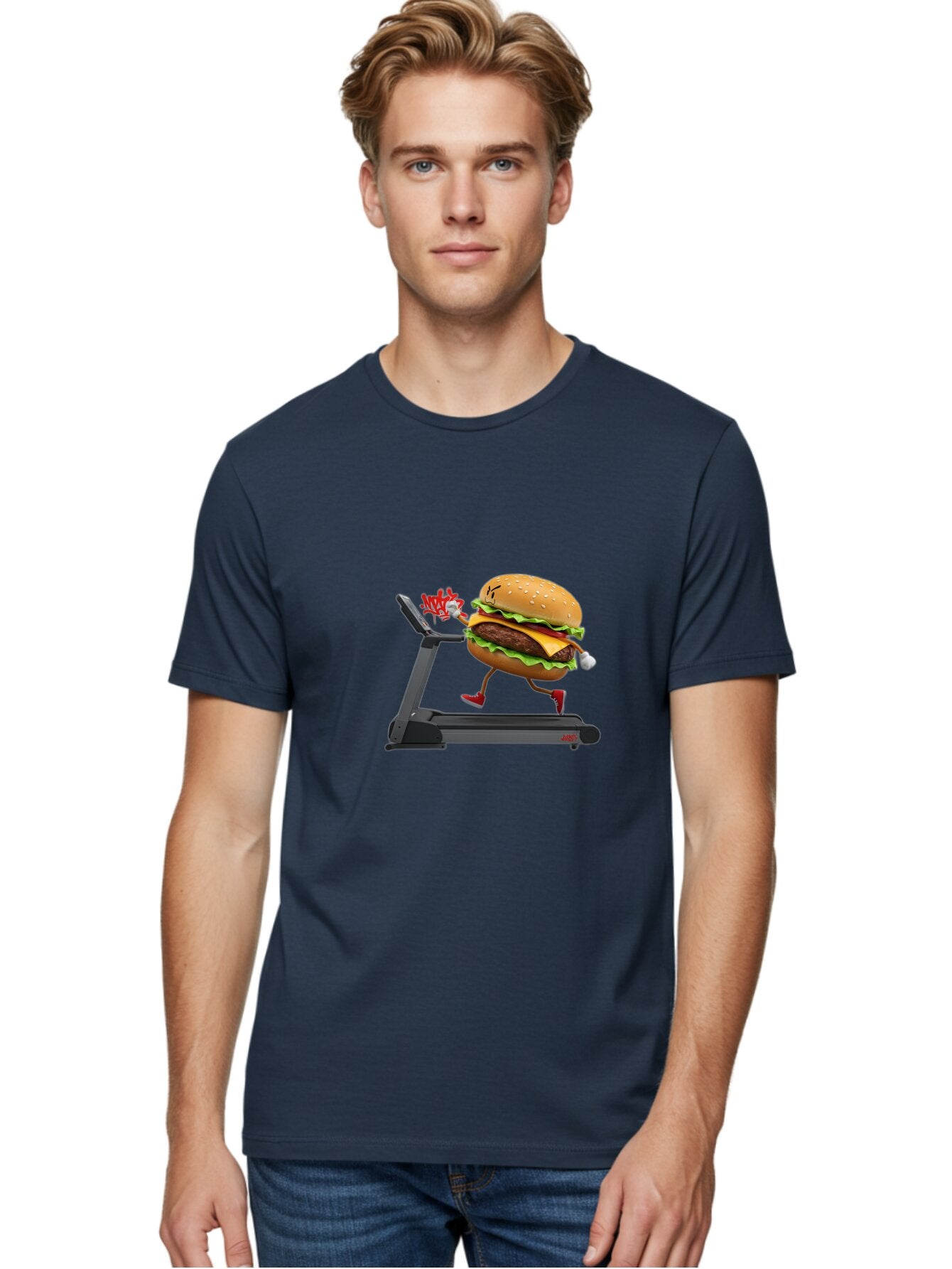 Cheeseburger-Character-Running-On-Treadmill Men'S Graphic Tee, 100% Cotton, Comfortable Casual Summer Wear, Machine Washable, Vintage Camera, Old Camera, Antique Camera, Black Camera, Classic Photography, Photography Equipment, Baq508 23