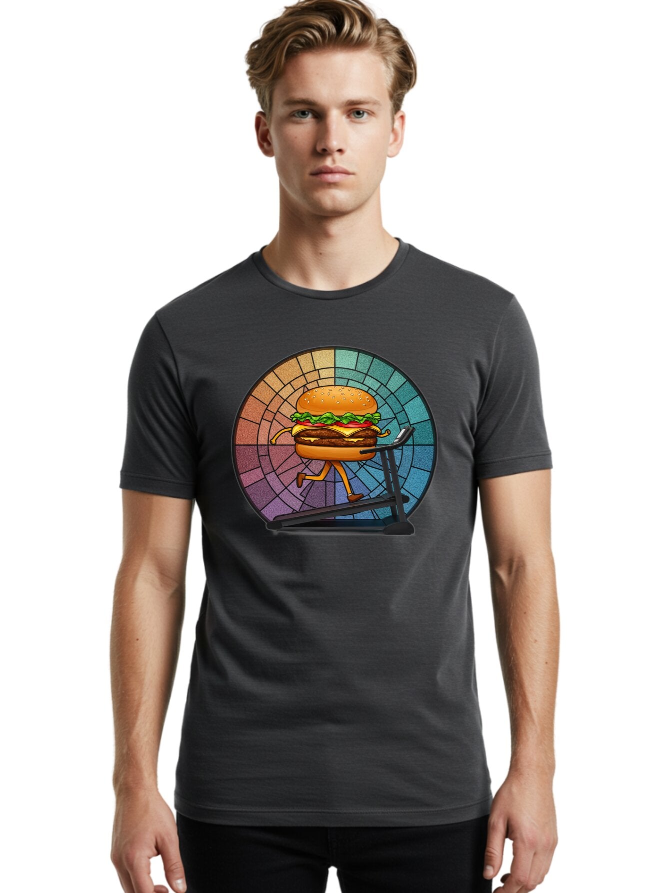 Cheeseburger-On-Treadmill Men'S Graphic Tee, 100% Cotton, Comfortable Casual Summer Wear, Machine Washable, Vintage Camera, Old Camera, Antique Camera, Black Camera, Classic Photography, Photography Equipment, Nostalgic Device, Film Camera, Baq509 20