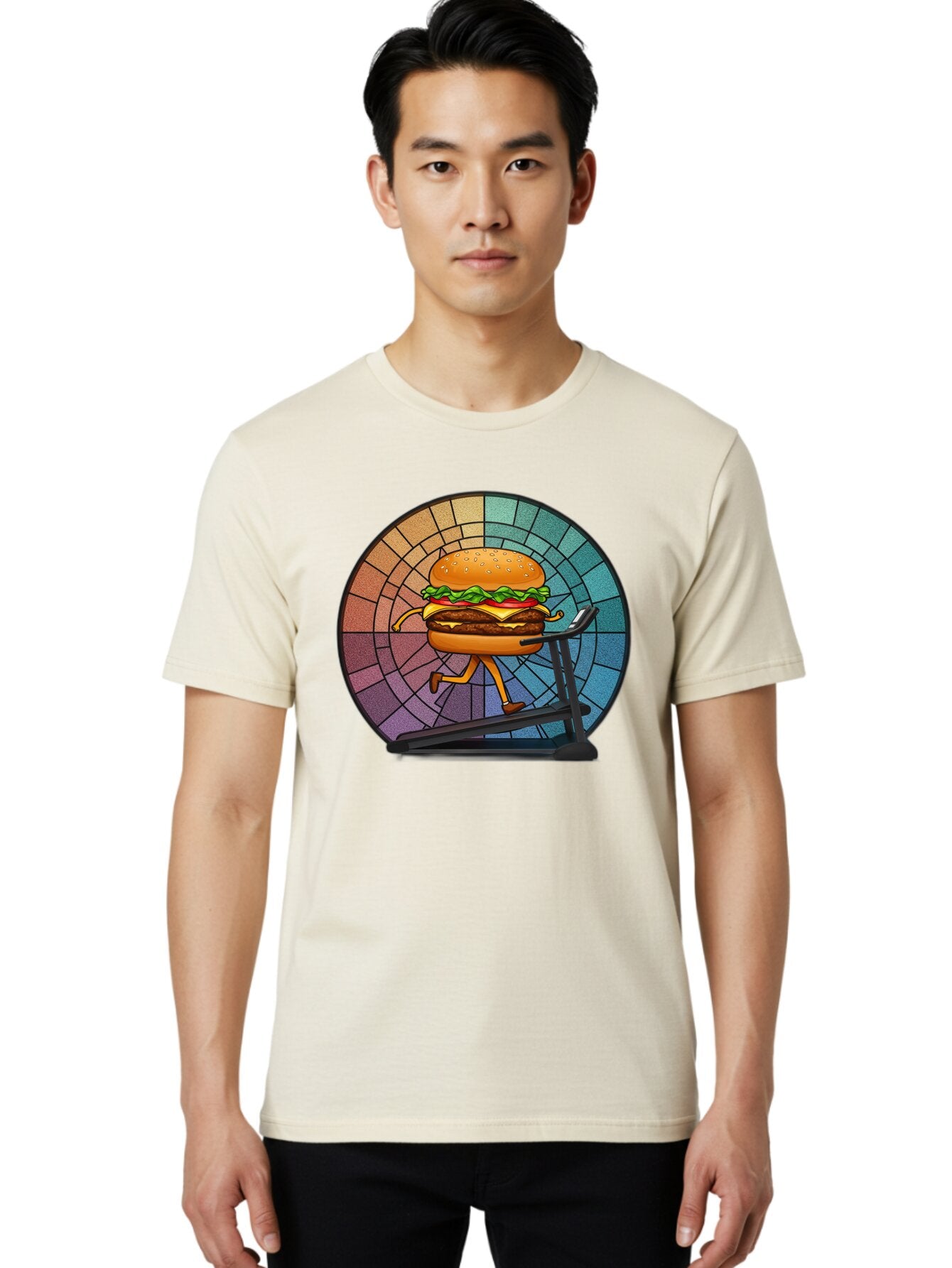 Cheeseburger-On-Treadmill Men'S Graphic Tee, 100% Cotton, Comfortable Casual Summer Wear, Machine Washable, Vintage Camera, Old Camera, Antique Camera, Black Camera, Classic Photography, Photography Equipment, Nostalgic Device, Film Camera, Baq509 25