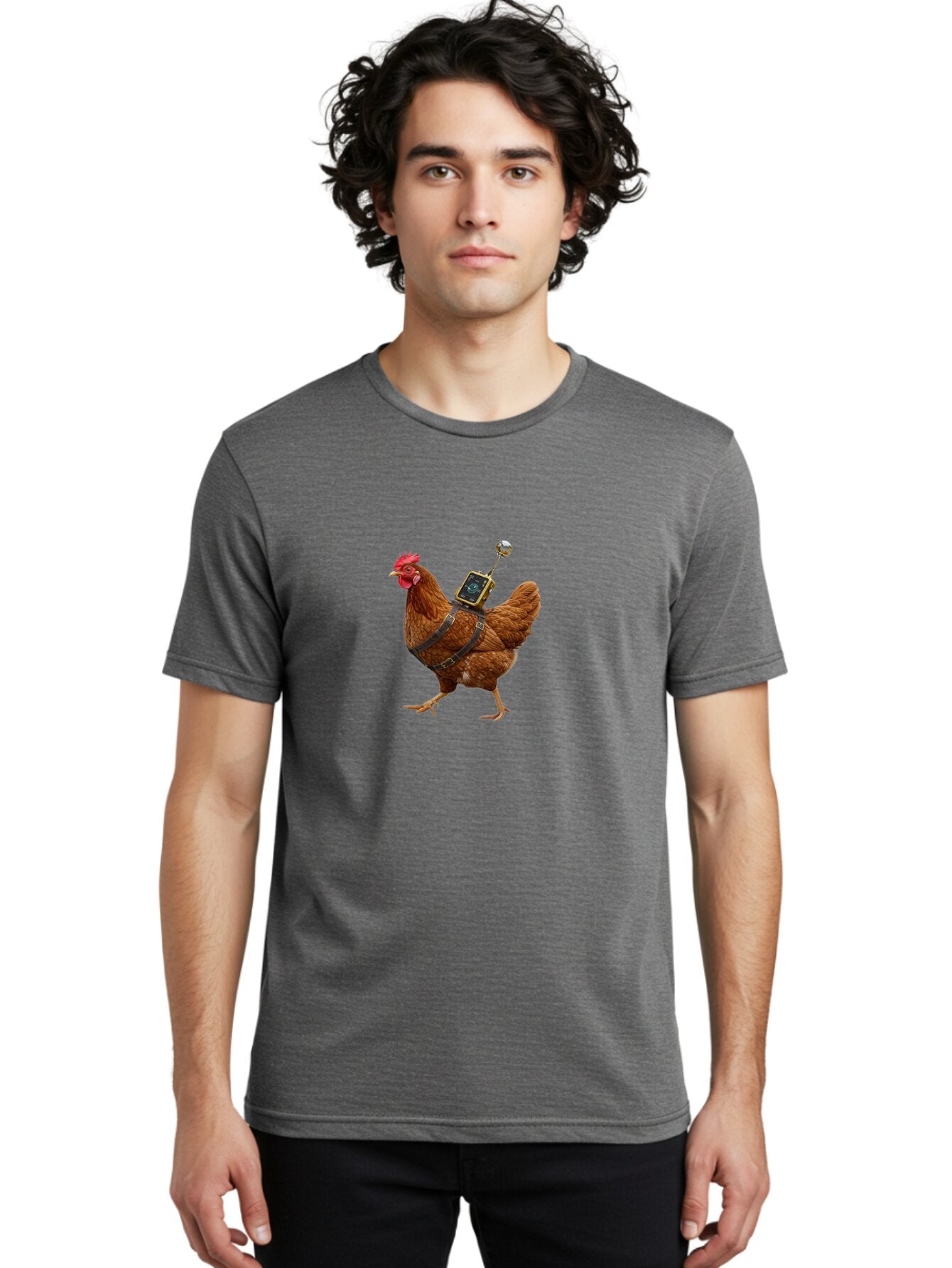 Chicken-With-Harness-And-Camera Men'S Graphic Tee, 100% Cotton, Comfortable Casual Summer Wear, Machine Washable, Vintage Camera, Old Camera, Antique Camera, Black Camera, Classic Photography, Photography Equipment, Nostalgic Device, Baq511 30