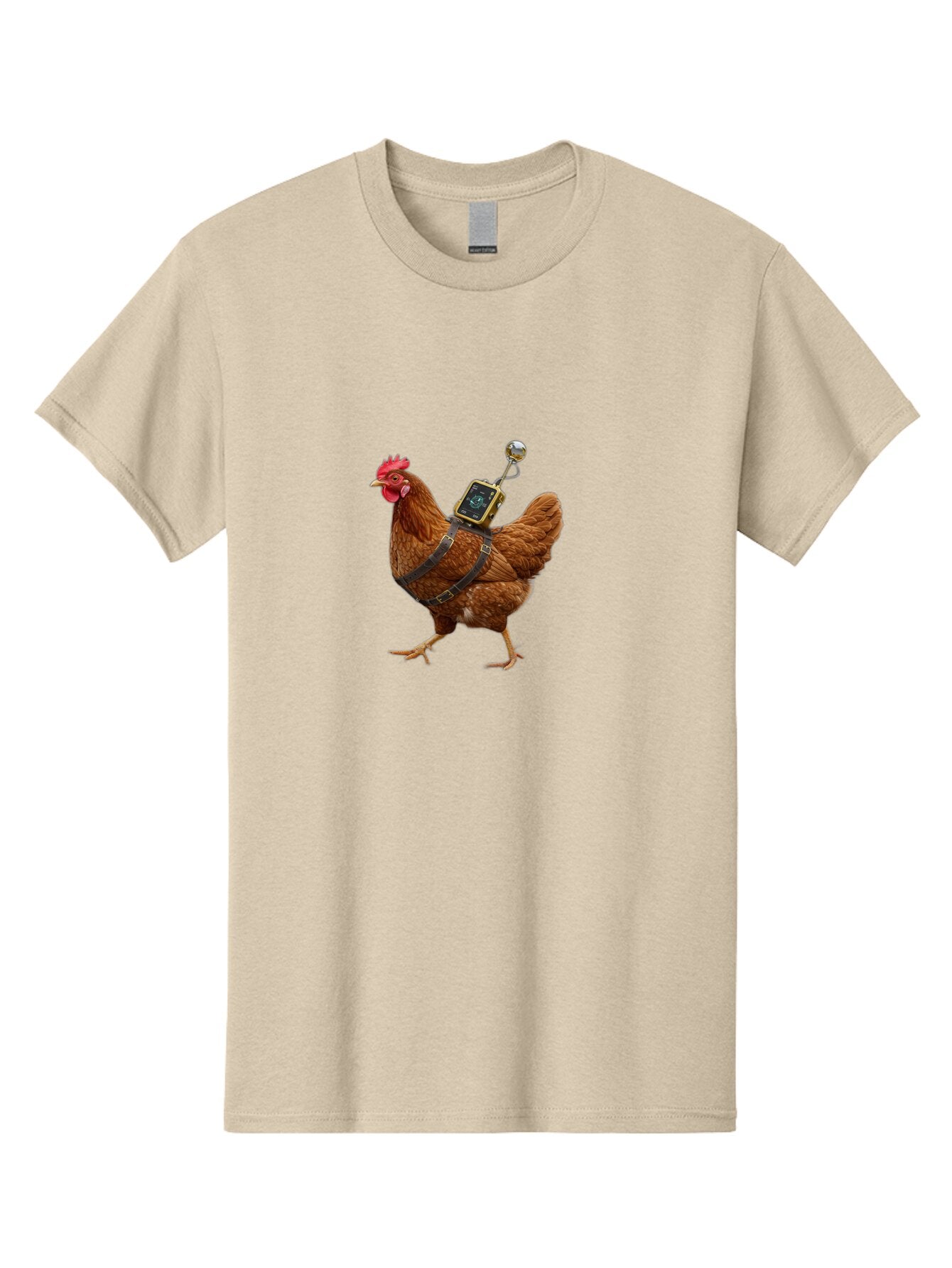 Chicken-With-Harness-And-Camera Men'S Graphic Tee, 100% Cotton, Comfortable Casual Summer Wear, Machine Washable, Vintage Camera, Old Camera, Antique Camera, Black Camera, Classic Photography, Photography Equipment, Nostalgic Device, Baq511 1